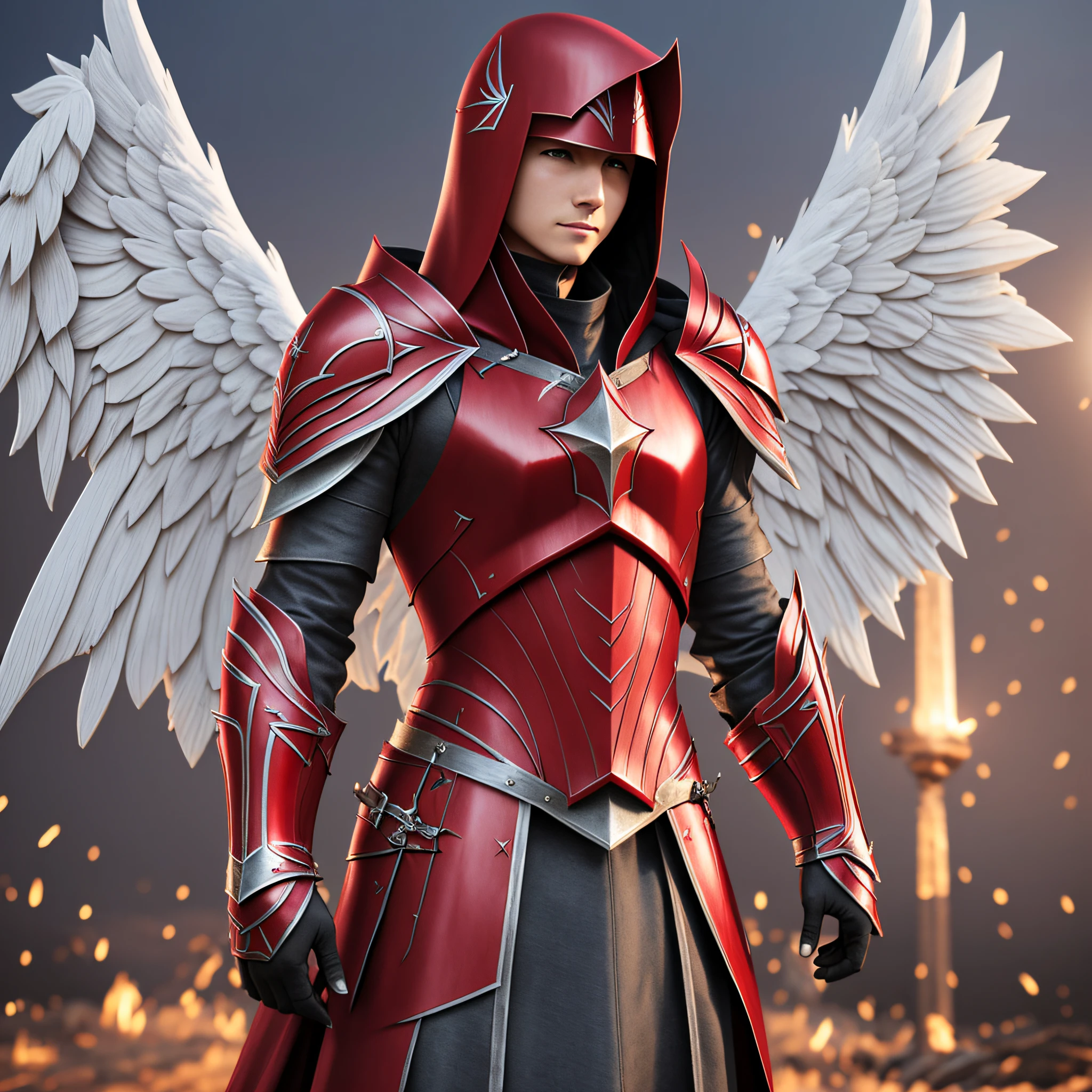 ANGEL TEMPLAR HOOD RED ARMOR WINGS 3D REALISTIC --auto --s2