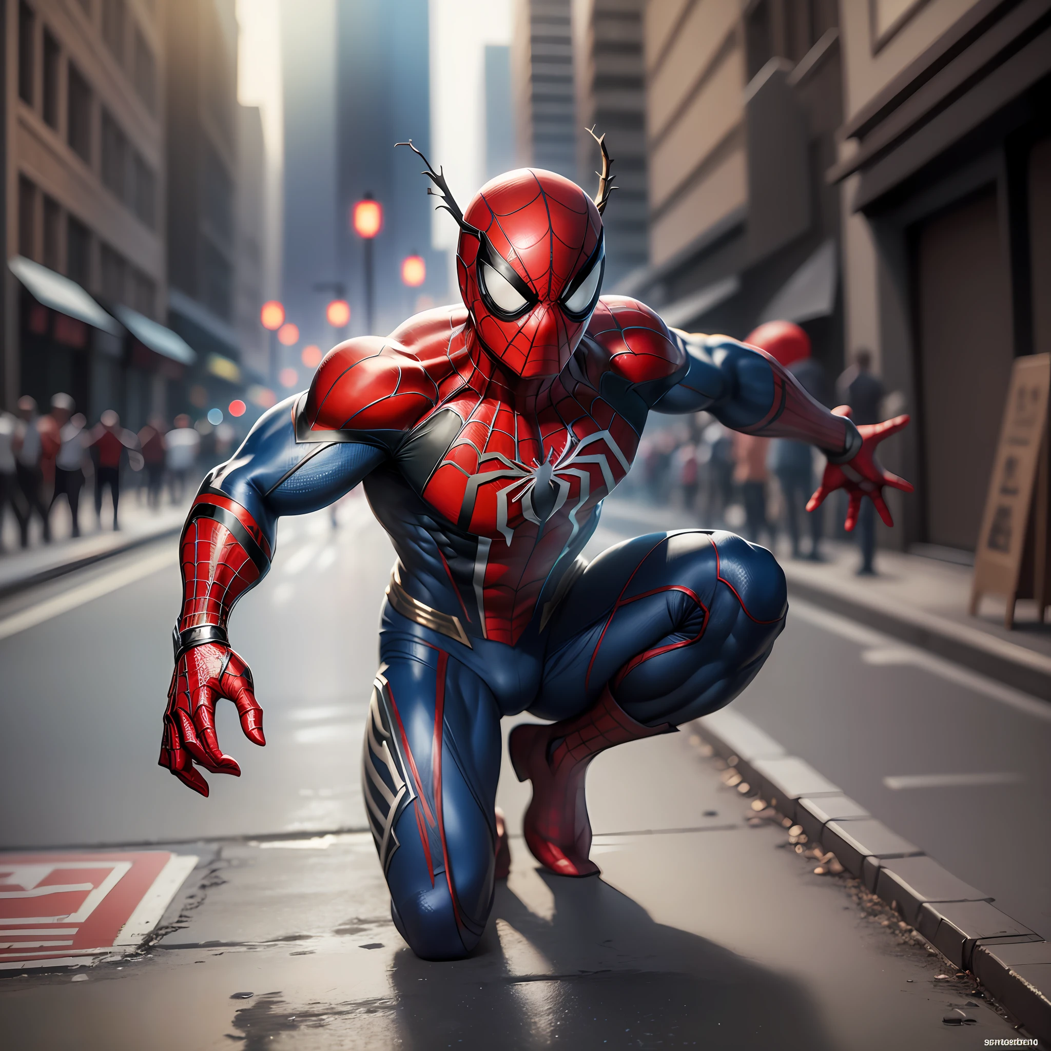 (8k, RAW photo, best quality, masterpiece:1.2), ultra detailed, official art, photo-realistic:1.37, upper body shot, marvel spiderman, film grain, action pose --auto --s2