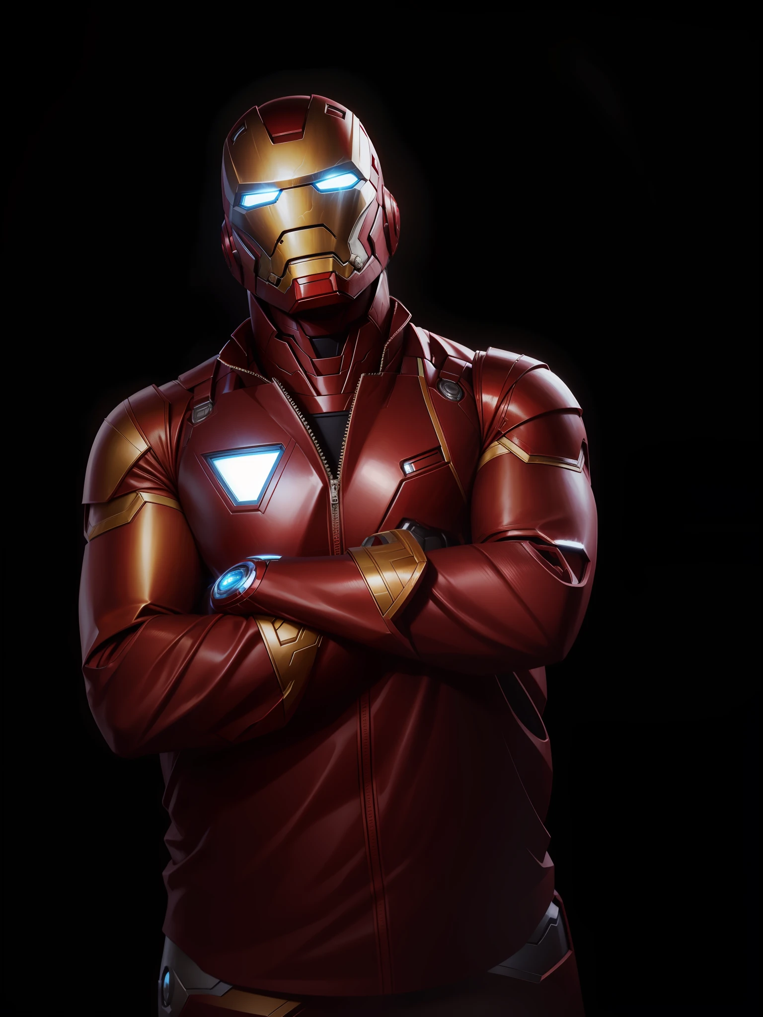 realistic armor of iron man without the helmet, keep the face, --auto --s2