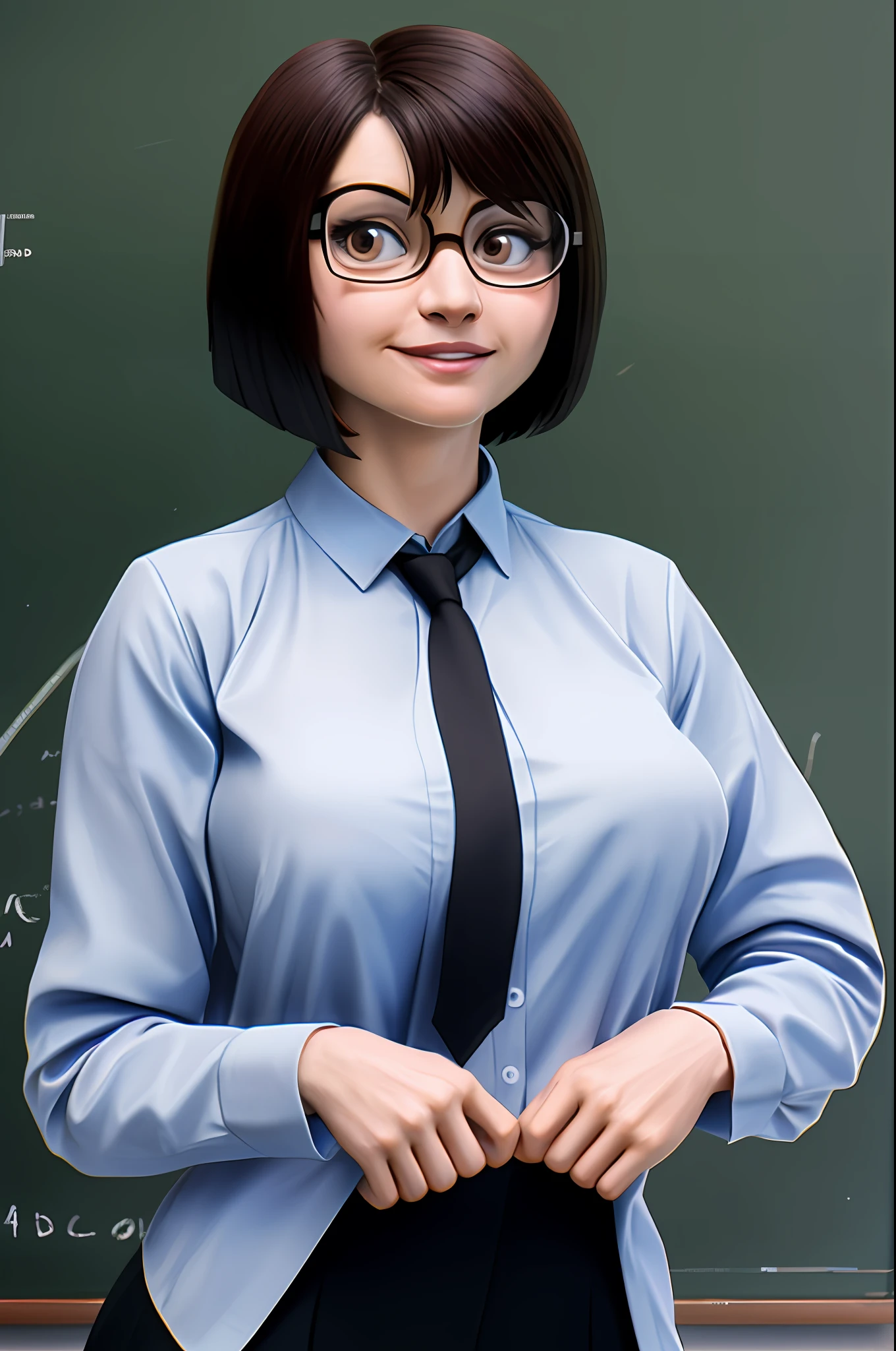 Professional teacher image, beautiful woman with glasses, short hair