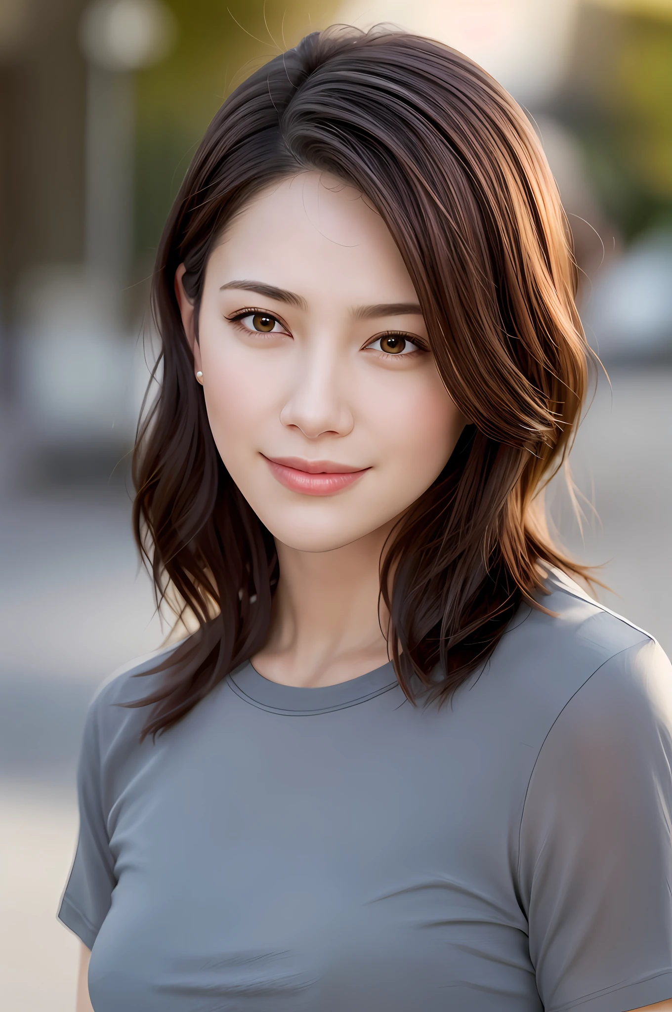 dressed, (photo realistic:1.4), (hyper realistic:1.4), (realistic:1.3),
(smoother lighting:1.05), (increase cinematic lighting quality:0.9), 32K,
1girl,20yo girl, realistic lighting, backlighting, light on face, ray trace, (brightening light:1.2), (Increase quality:1.4),
(best quality real texture skin:1.4), finely detailed eyes, finely detailed face, finely quality eyes,
(joy, blush), (tired and sleepy and satisfied:0.0), face closeup, t-shirts,
(Increase body line mood:1.1), (Increase skin texture beauty:1.1)
