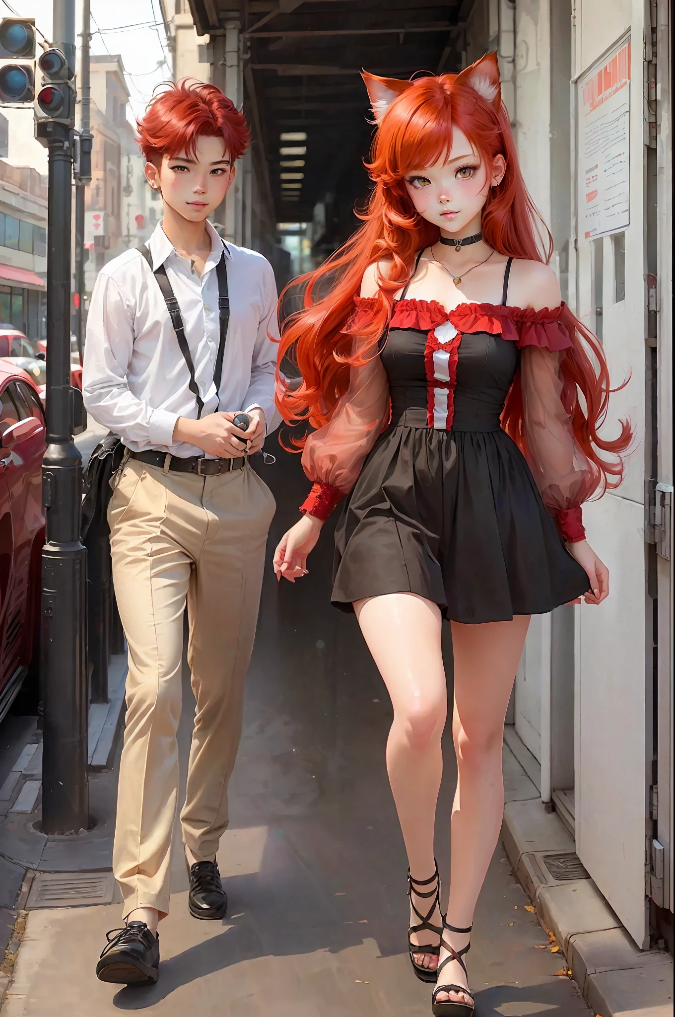 red hair girl,kitten ears,adorable digital painting, cute detailed digital art, very beautiful, cute young man, kwaai, cute anime, girl, attractive cat girl,, catgirl anime, cute detailed art, very beautiful