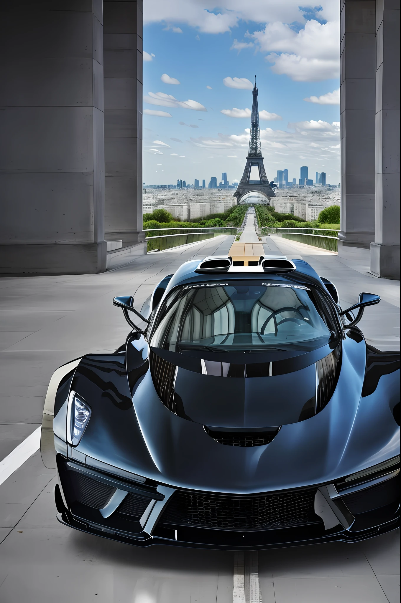 ("Hennessy Venom F5"), best quality, realistic, ultra-detailed, extremely detailed, unobstructed view, enormous power, mesmerizing, elegant design, night cityscape, dream of car enthusiasts, high-end automobile, sharpness of the image, interior and exterior details, impeccable craftsmanship, crystalline reflections.in a Paris racing street style need four speed