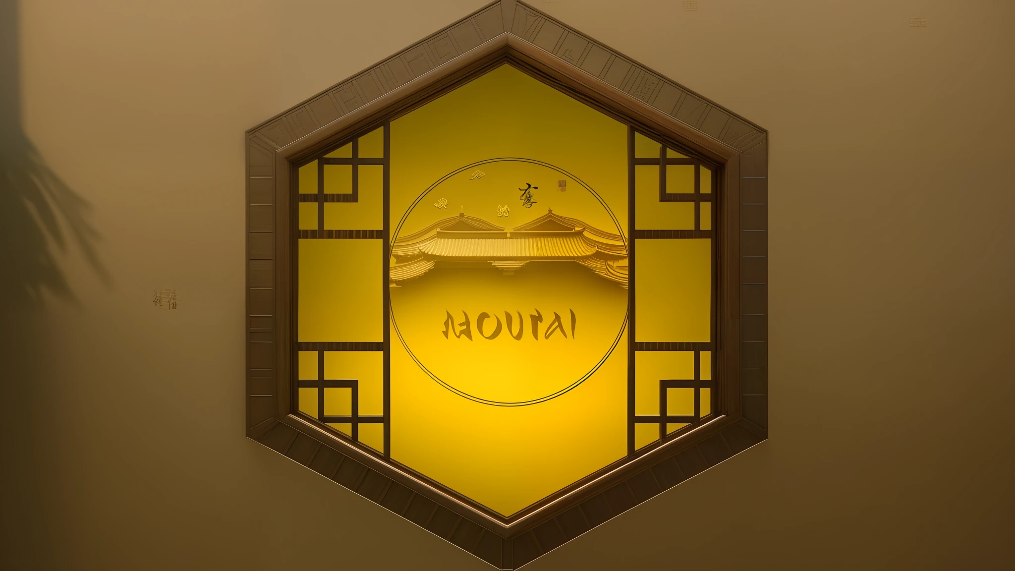Oriental garden, window, wood, wall, tree shadow, lotus leaf, high precision, texture, Chinese style