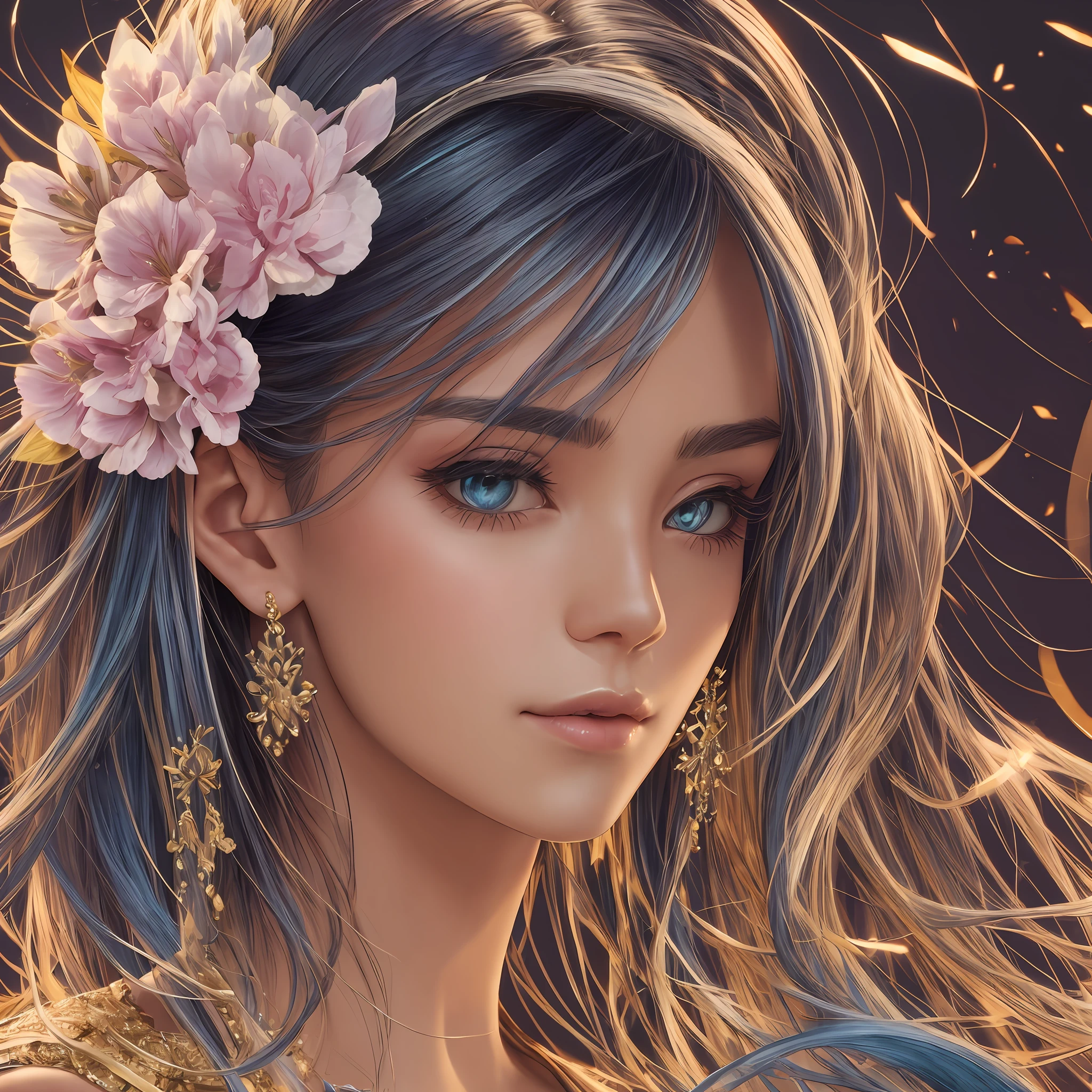 https://tc.cos.cdn.jchdnet.cn/tables/2157dd67-9d27-433a-bb7a-a6a74b8f831a_1686714483978.jpg a closeup portrait of a woman with textured skin and high details, showcasing the best quality and super detail, with shiny hair and a flipped hairdo adorned with a hair ornament. Captured with cinematic lighting, in the style of Fujicolor, emphasizing accurate colors and exquisite textures. --aspect 3:4 --auto --s2