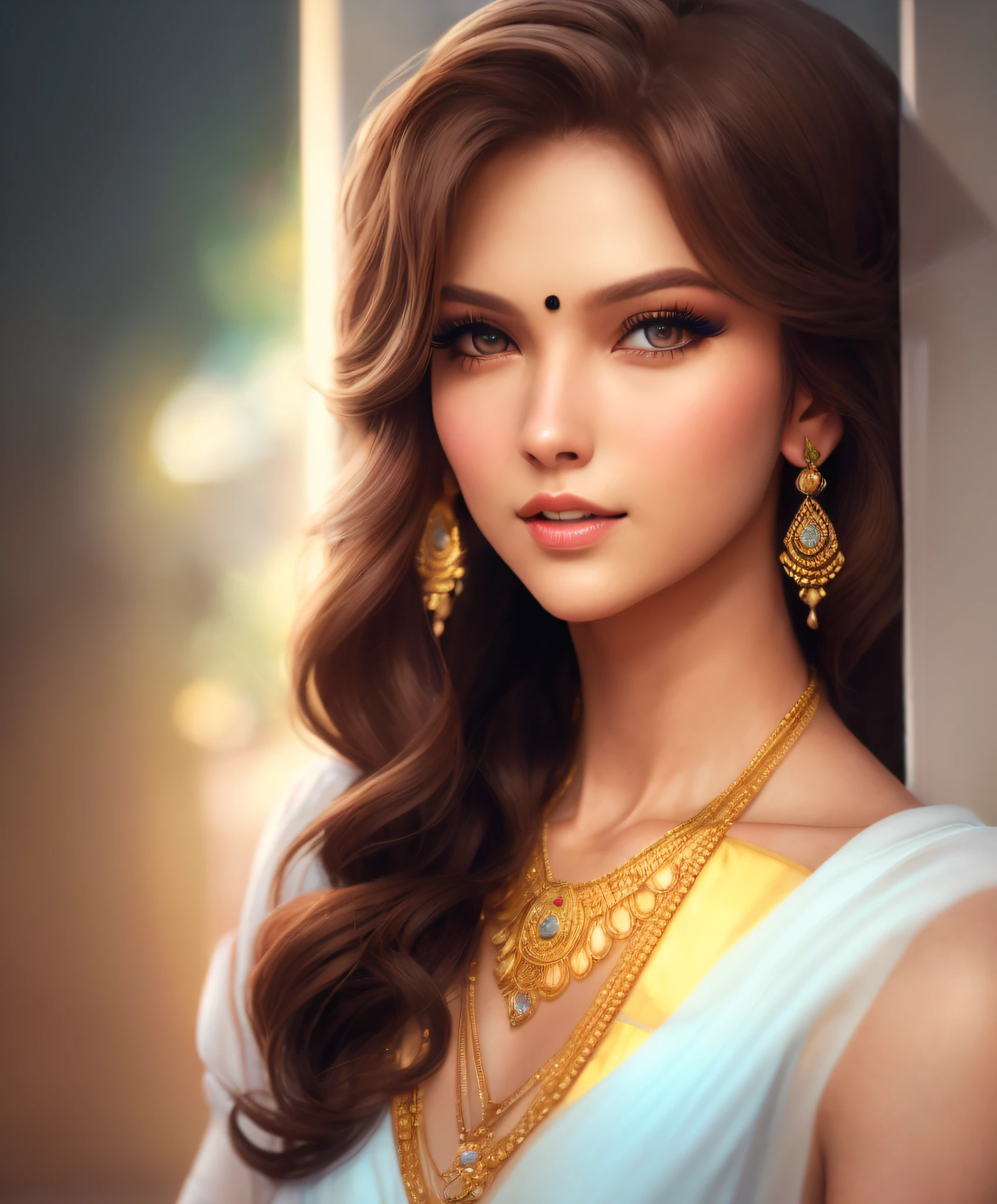 a close up of a woman with a necklace and earrings, elegant digital painting, beautiful digital illustration, digital art of an elegant, gorgeous digital painting, beautiful digital painting, detailed beautiful portrait, stunning digital illustration, realistic cute girl painting, beautiful character painting, stunning digital painting, detailed beauty portrait, a beautiful artwork illustration, 8k high quality detailed art, beautiful digital art, (8k, best quality, masterpiece:1.2), (realistic, photo-realistic:1.37), ultra-detailed,best quality, ultra high res, professional lighting, photon mapping, radiosity, physically-based rendering, cinematic lighting, basketball court,depth of field, sharp focus,sunbeam, good composition,(bokeh:1.2) 1girl,solo,(full body), (closed mouth),beautiful detailed eyes, pose, narrow waist,basketball uniform, black hair,messy hair,long hair floating in wind,(ulzzang-6500:1.2)
 mix4, hiqcgbody