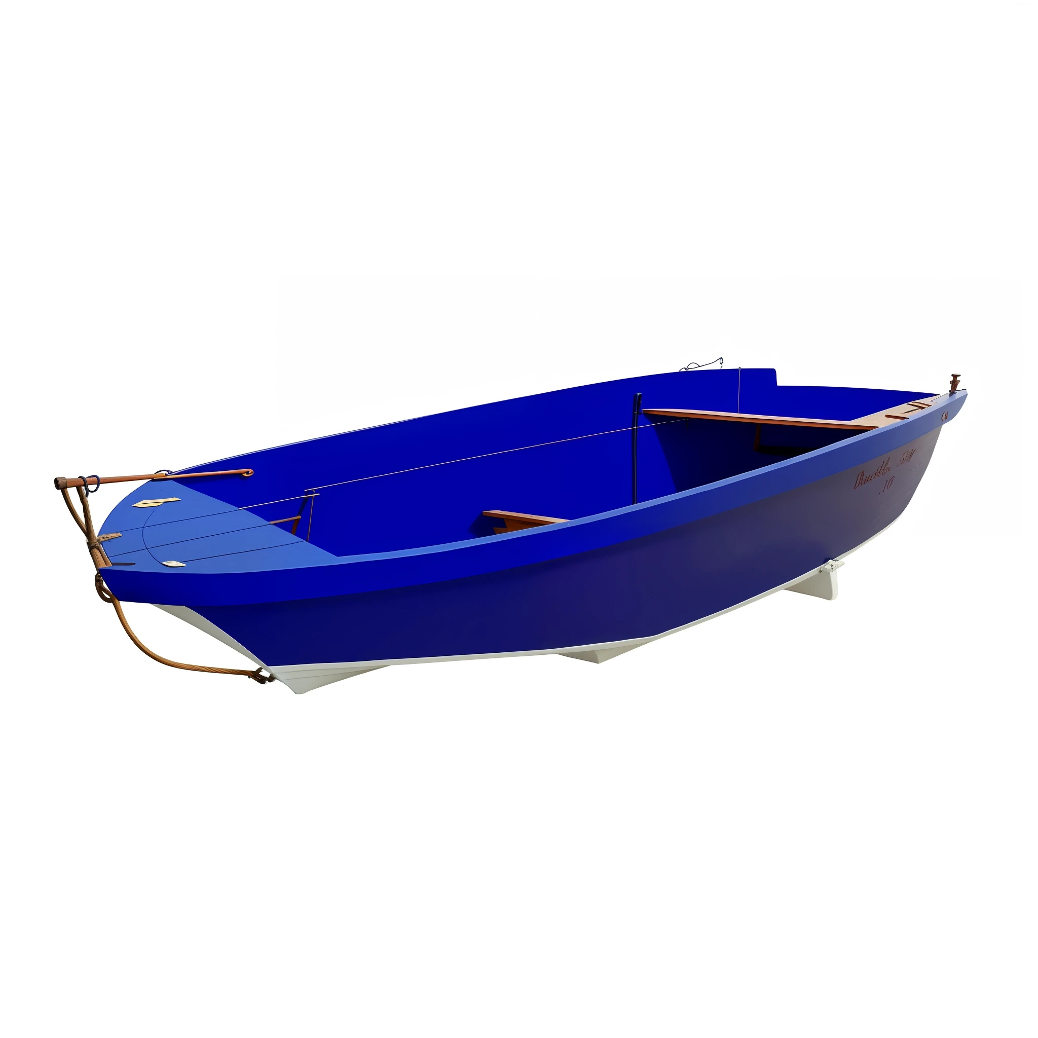 a closeup of a wooden boat on a white background, boat, small boat, rowing boat, boats, vtm, dingy, medium poly, stern, plastic, small canoes, unknown, master, blue, flat, fishing boat, skiff, a small boat, low, vivid detail, zido, ruby, vanara, canoe, plain