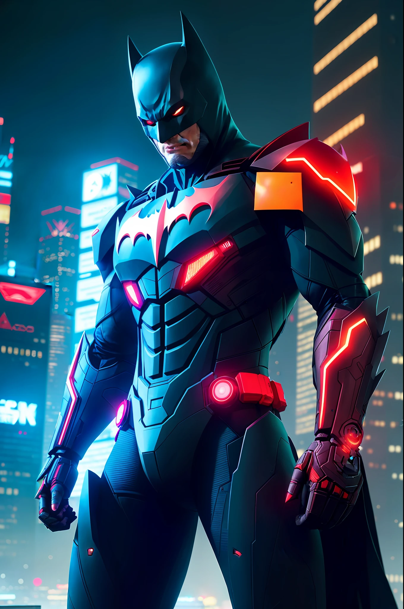 batman arkhamn in a futuristic suit with glowing red lights, cyberpunk batman, dan mumford. 8 k octane render, trending on artstation 4k, trending on artstation.', as trending on artstation, trending on artstation:3, trending on Artstation, trending on artstation hd, batman mecha, batman beyond, trending on artstation, HD res