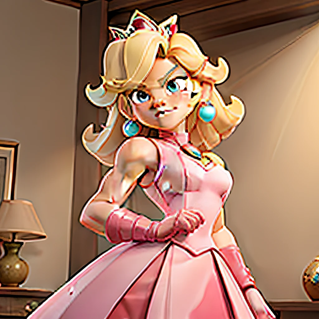 masterpiece, best quality, muscular shirtless Princess Peach