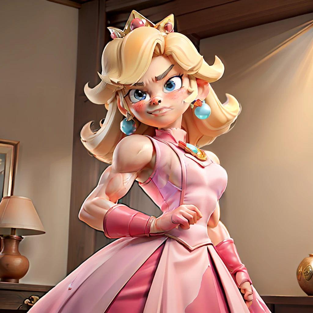 masterpiece, best quality, muscular shirtless Princess Peach