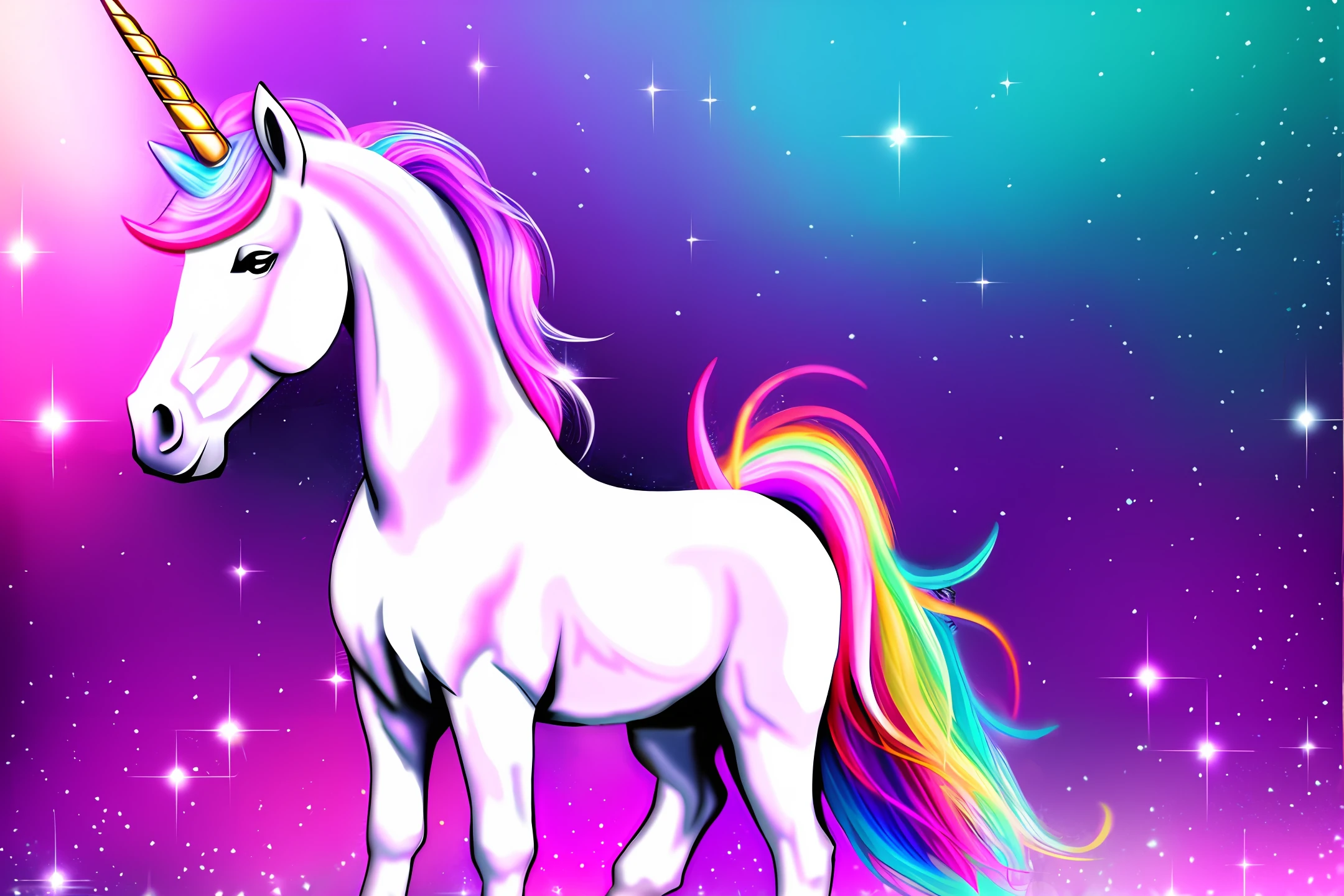 Unicorn with purple background tones