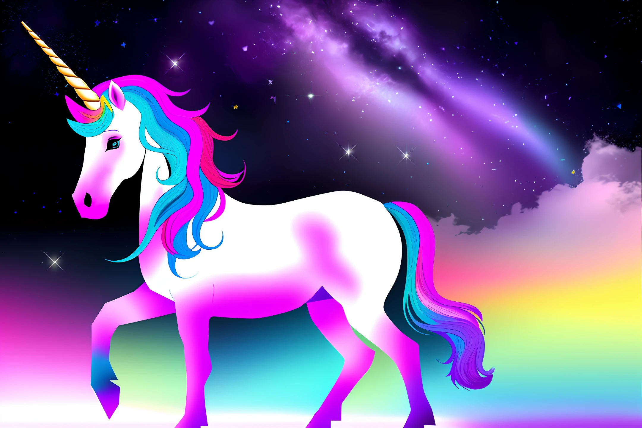 Unicorn with purple background tones