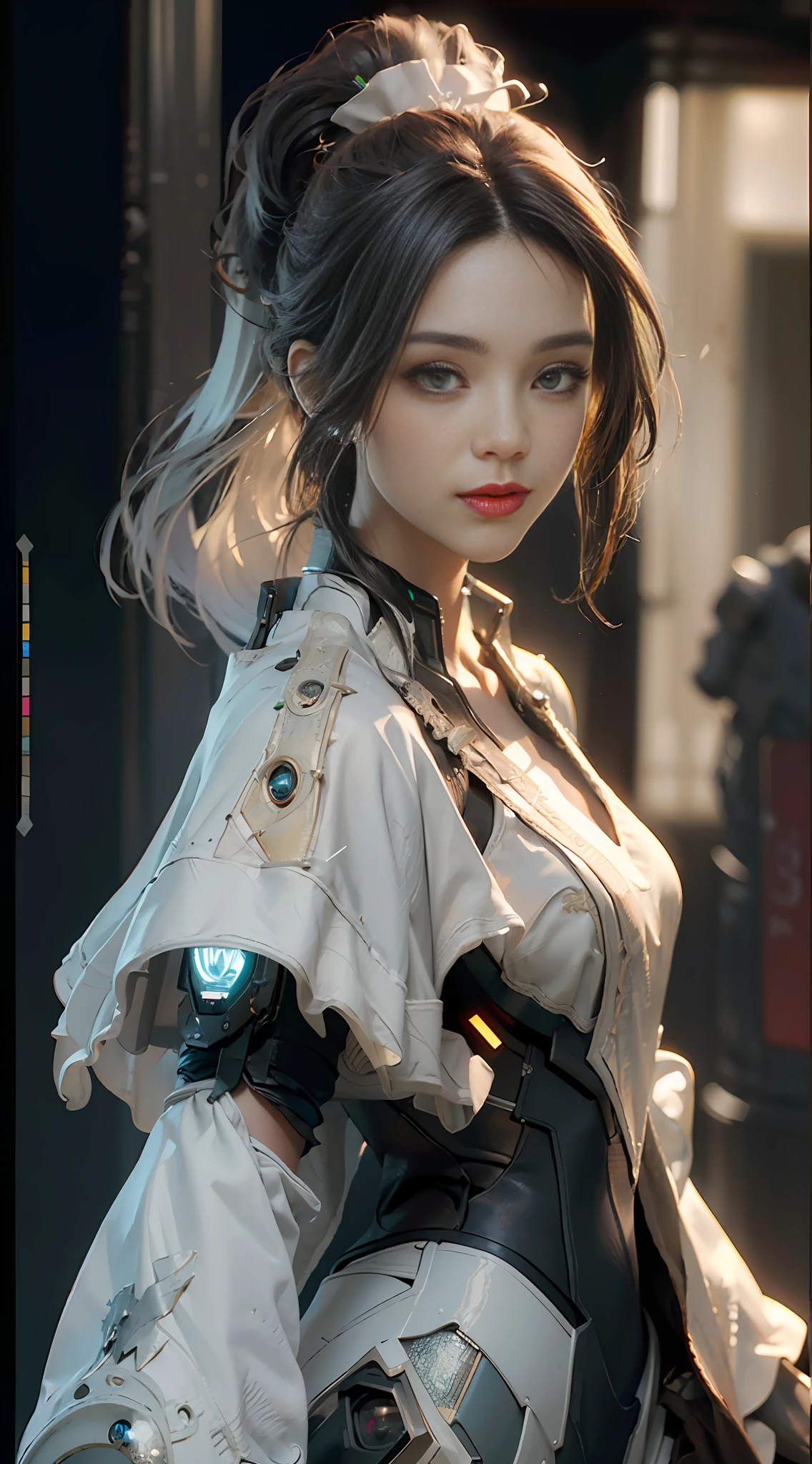 ((Best quality)), ((masterpiece)), (detailed:1.4), 3D, an image of a beautiful cyberpunk female,HDR (High Dynamic Range),Ray Tracing,NVIDIA RTX,Super-Resolution,Unreal 5,Subsurface scattering,PBR Texturing,Post-processing,Anisotropic Filtering,Depth-of-field,Maximum clarity and sharpness,Multi-layered textures,Albedo and Specular maps,Surface shading,Accurate simulation of light-material interaction,Perfect proportions,Octane Render,Two-tone lighting,Wide aperture,Low ISO,White balance,Rule of thirds,8K RAW,