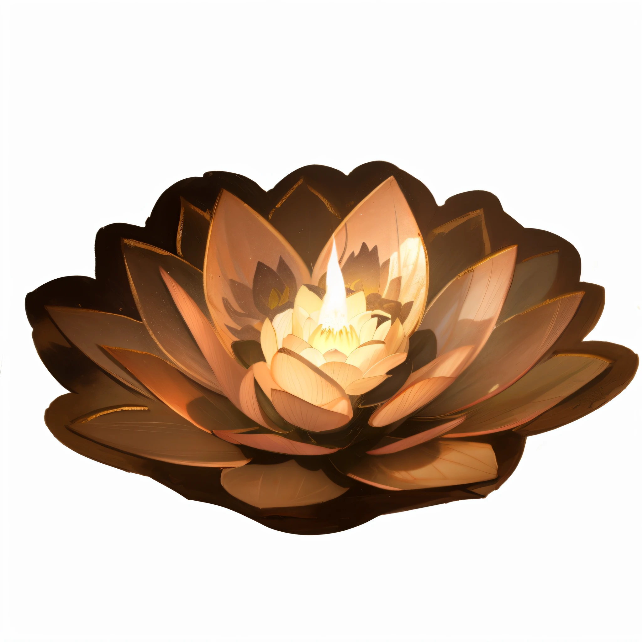 Lotus lamp, ancient style, large brushstroke,
