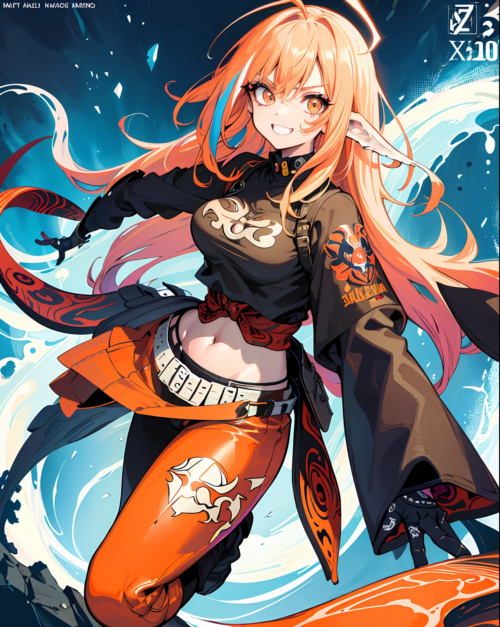 3girls, excellent lighting, sidelighting, (curvy: 1.2), vhsKeeper, background, mixed-language_text, Japanese graffiti letters, GUILTY GEAR -STRIVE style perfect(flat color: 1.3), (magazine_cover: 1.4), (multicolored_background: 1.3), striped_background, card_background, :: comix style by joe madureira ::large breasts, perfect and detailed, ultra detailed shirt with abstract design, with Japanese graffit letter print on the sides of the dress, image of full-body women fighting alongside you with powerful dragons versus alien creature full of tentacles, with immersive effects, hover effect, background graffiti style tribal tattoo with vibrant colors "ultra HDR" detailed and with focus effect, (masterpiece: 1.2, best quality),(Finely detailed eyes and detailed face with long eyelashes:1.3), in various full-body attack poses, (cute background: 1.2),futuristic costume, super detailed circular metals Clinging to the arms and pants, fantastic paintings
