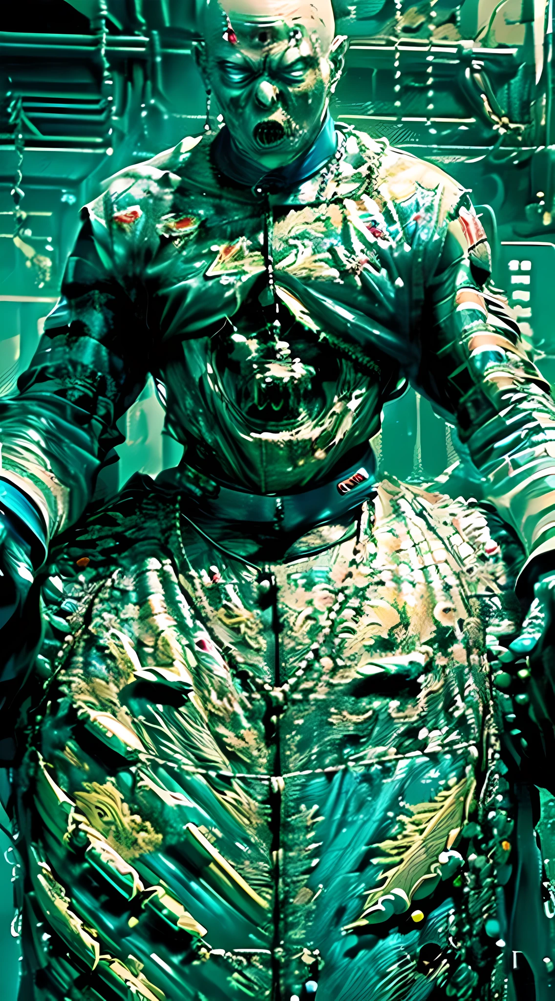 ((Masterpiece), (Best Quality), Ultra High Resolution, Extraordinary Detail, Dramatic Lighting, High Resolution, 8K, Ridiculous, 1 Clear Zombie Boy, Cyberpunk, Mecha