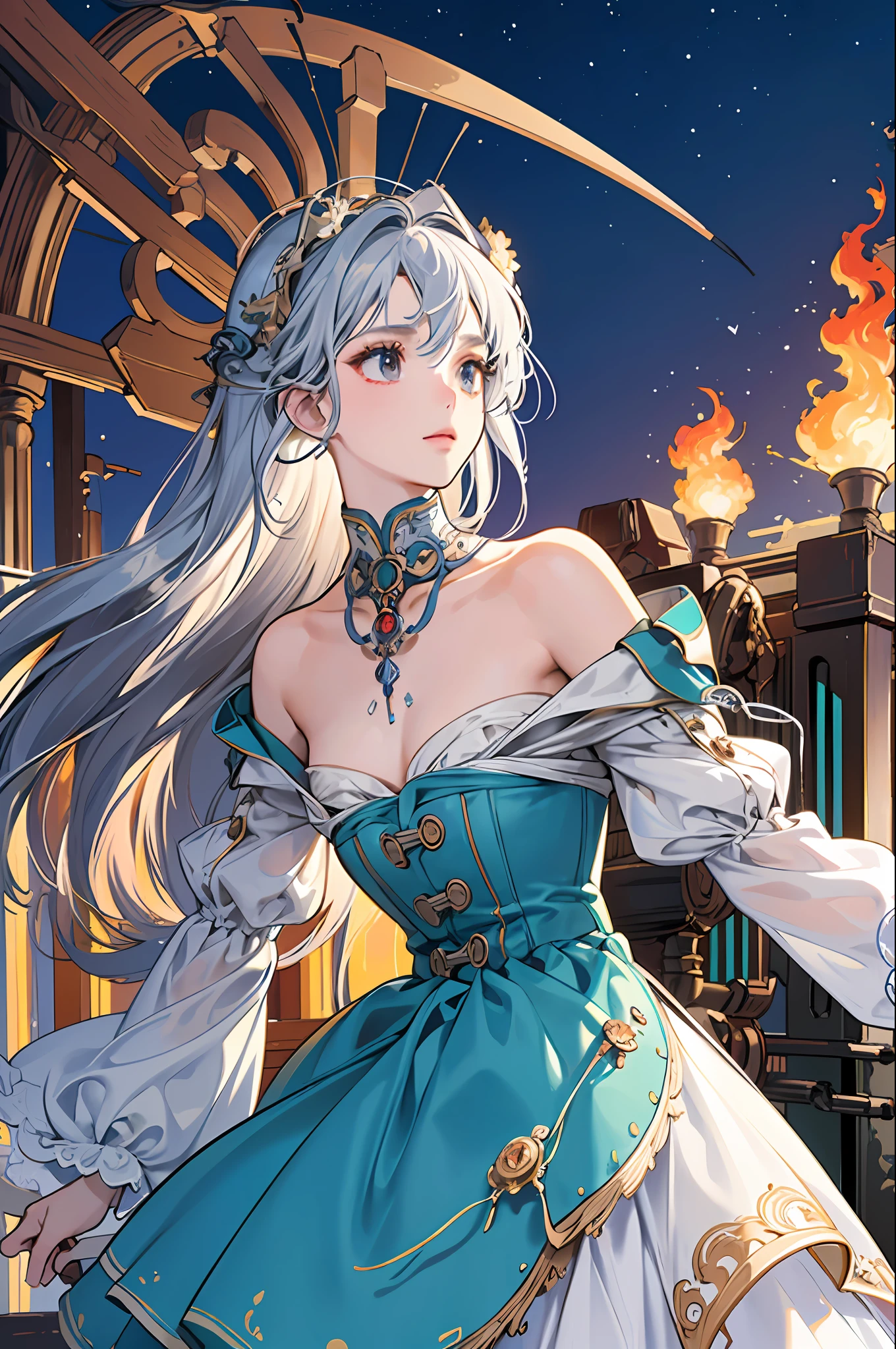 (((masterpiece))), (((best quality))), ((ultra-detailed)), (highly detailed CG illustration), ((an extremely delicate and beautiful)),cinematic light,((1mechanical girl)),solo,(cowboy shot:1.2),(machine made joints:1.2),((machanical limbs)),(blood vessels connected to tubes),(mechanical vertebra attaching to back),((mechanical cervial attaching to neck)),expressionless,(wires and cables attaching to neck:1.2),(wires and cables on head:1.2),(character focus),science fiction,extreme detailed,colorful,highest detailed, loongs,fengs,background,