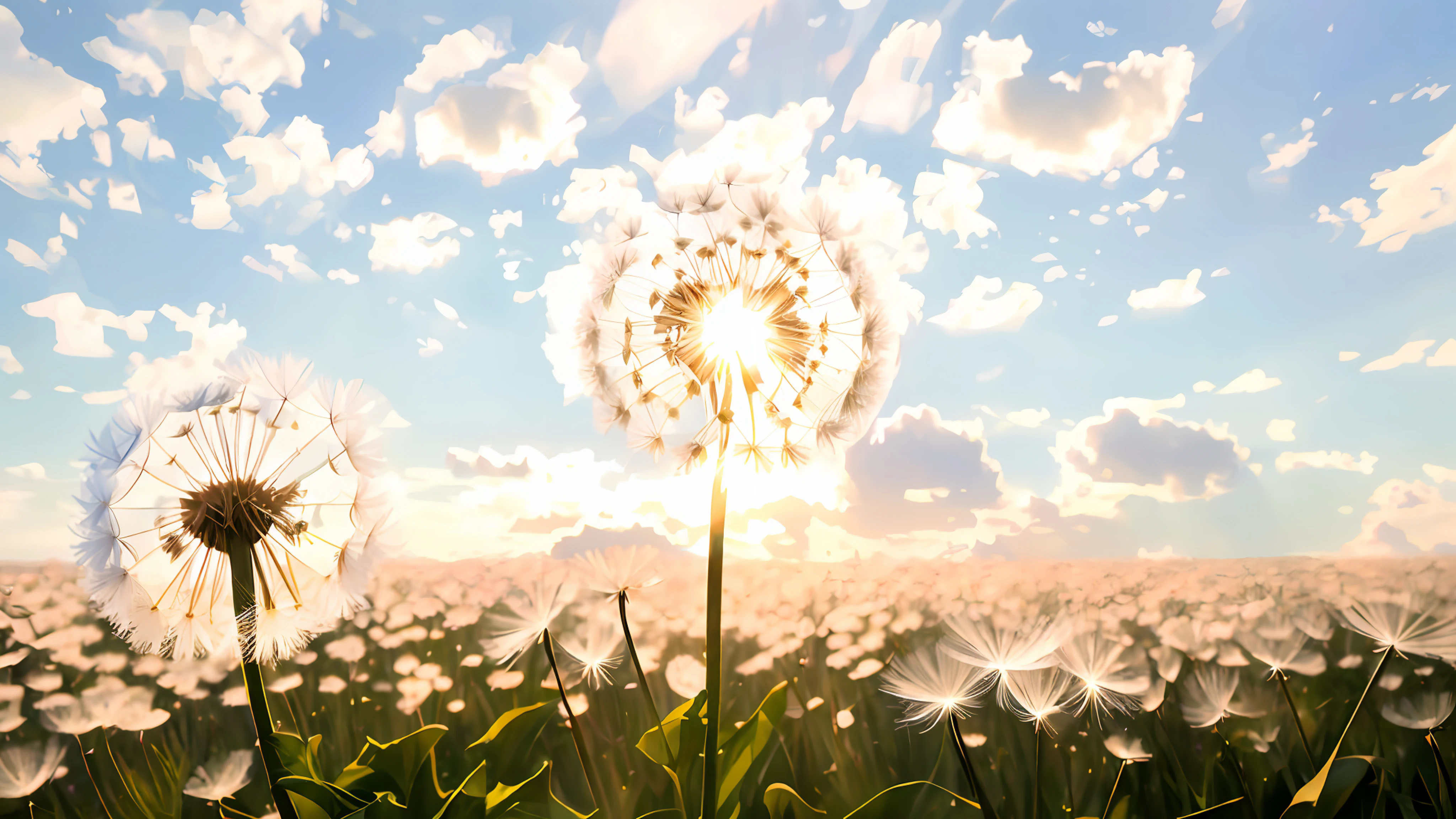 Dandelion, light and shadow, clear, 8K, high resolution
