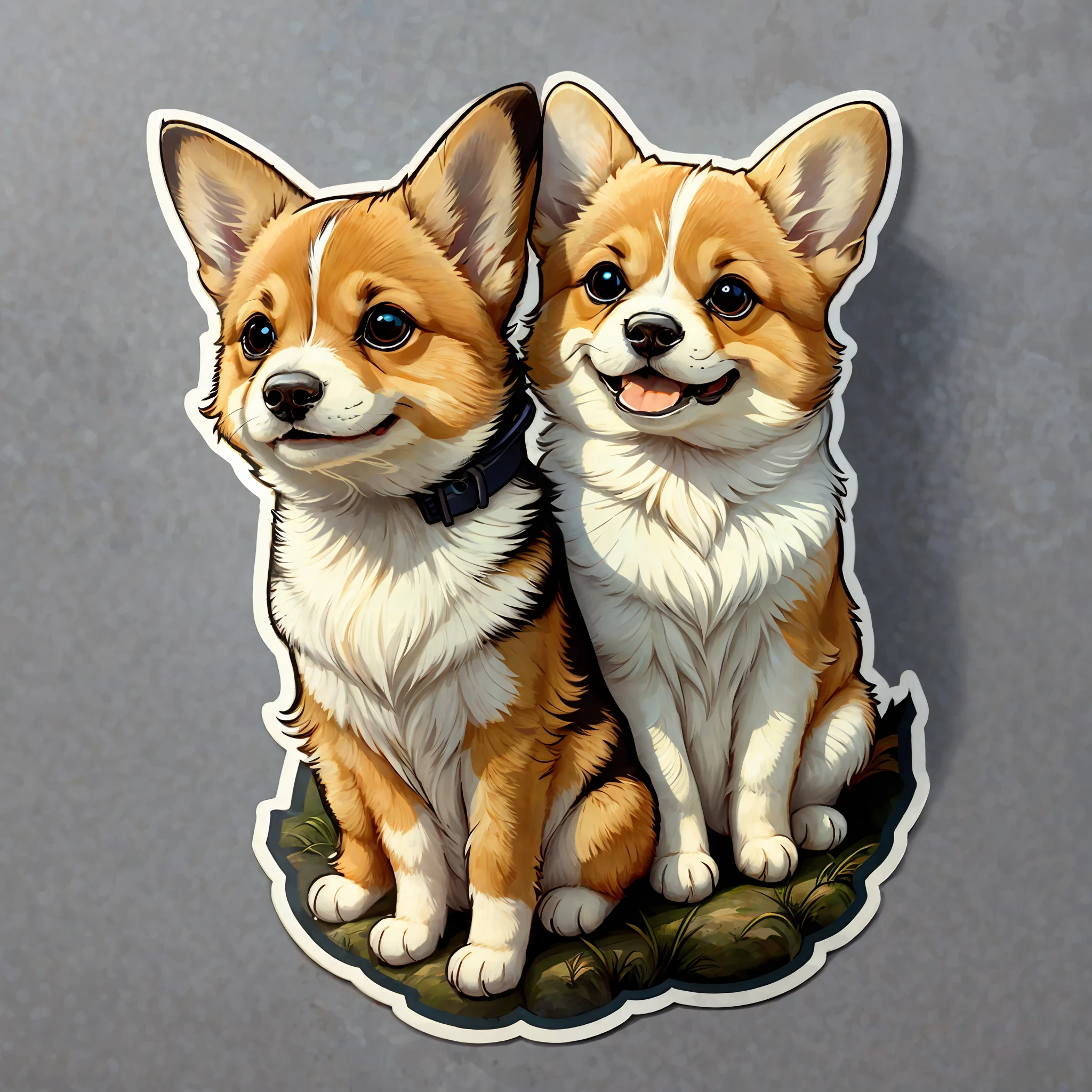 cute cartoon sticker of a english corgi