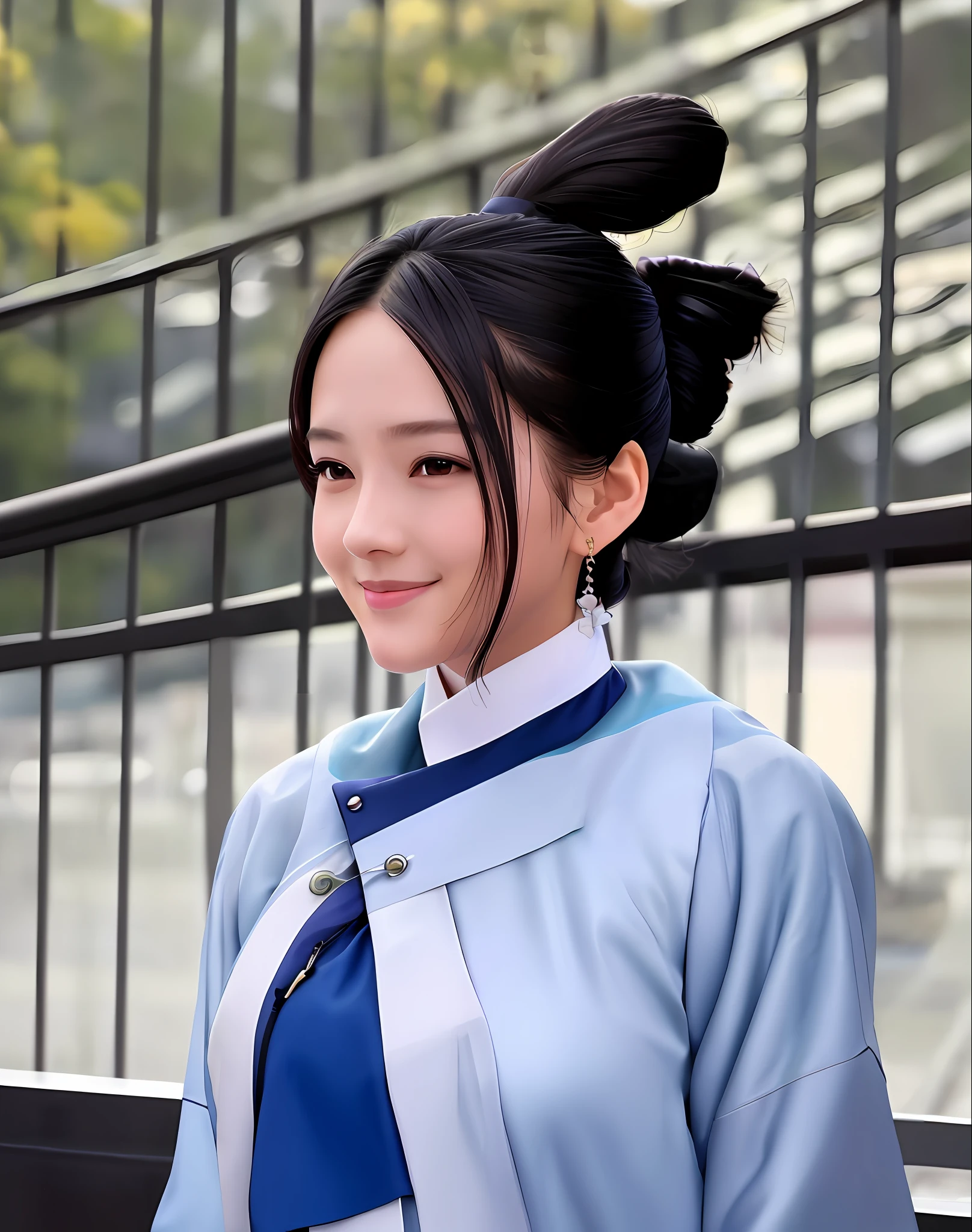 (8k, best quality, masterpiece)1.2, (realistic, photo-realistic)1.4, ultra-detailed, 1 girl,cute, solo,beautiful detailed sky,detailed on bed,night,sitting,dating,(nose blush)+,(smile)1.2,(closed mouth)+ huge breasts,beautiful detailed eyes,1.1, night, wet, bowtie,business attire, rain,blue shirt, topless(long hair)1.2,floating hair NovaFrogStyle, cyber, future portrait of awaitingtongue