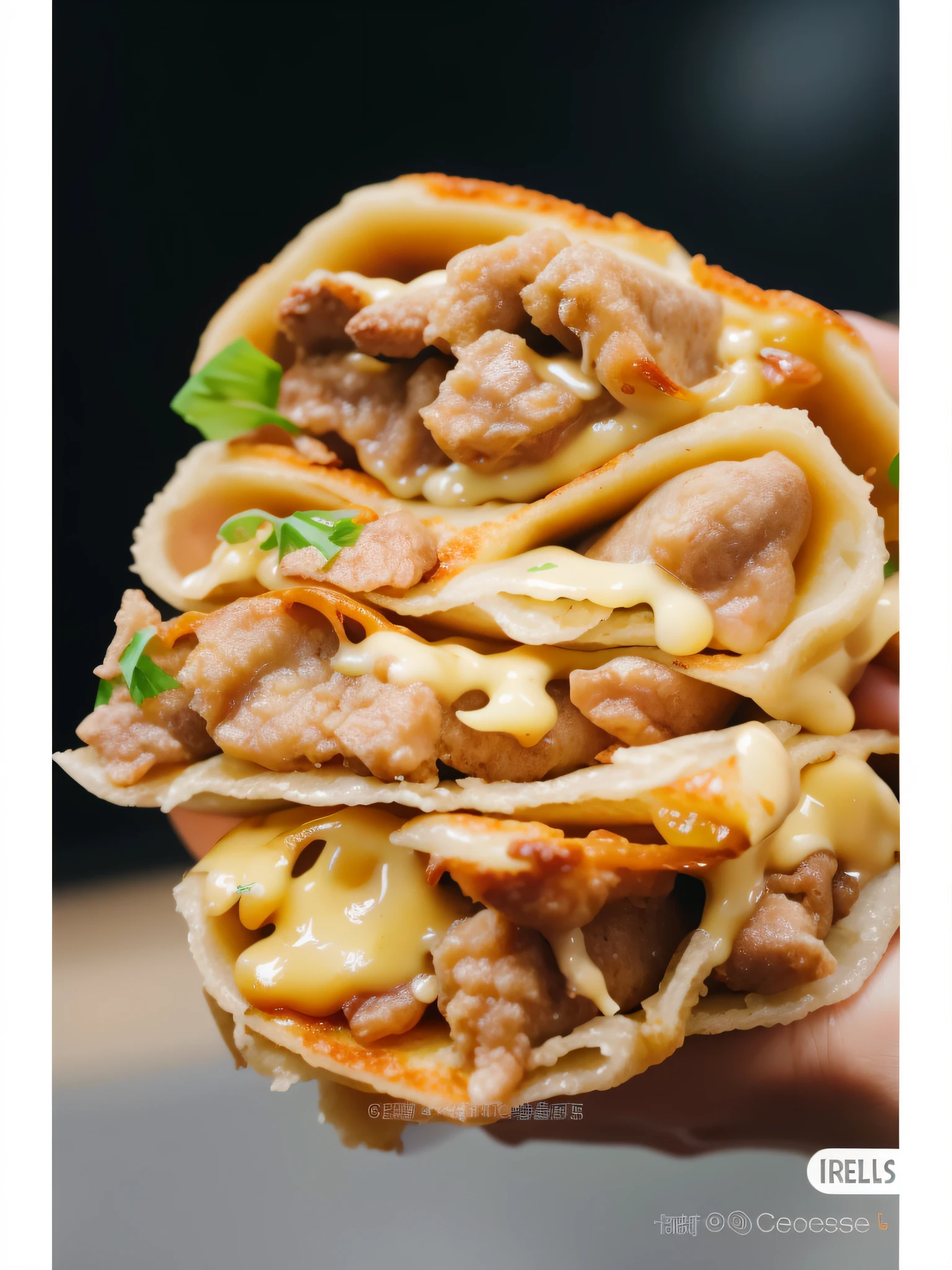 beef cheese rolls, granular beef, melted cheese, melted cheese, high quality food photography, food close-up, --auto --s2