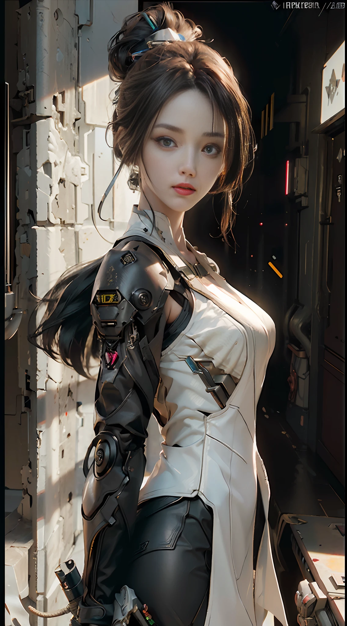 ((Best quality)), ((masterpiece)), (detailed:1.4), 3D, an image of a beautiful cyberpunk female,HDR (High Dynamic Range),Ray Tracing,NVIDIA RTX,Super-Resolution,Unreal 5,Subsurface scattering,PBR Texturing,Post-processing,Anisotropic Filtering,Depth-of-field,Maximum clarity and sharpness,Multi-layered textures,Albedo and Specular maps,Surface shading,Accurate simulation of light-material interaction,Perfect proportions,Octane Render,Two-tone lighting,Wide aperture,Low ISO,White balance,Rule of thirds,8K RAW,