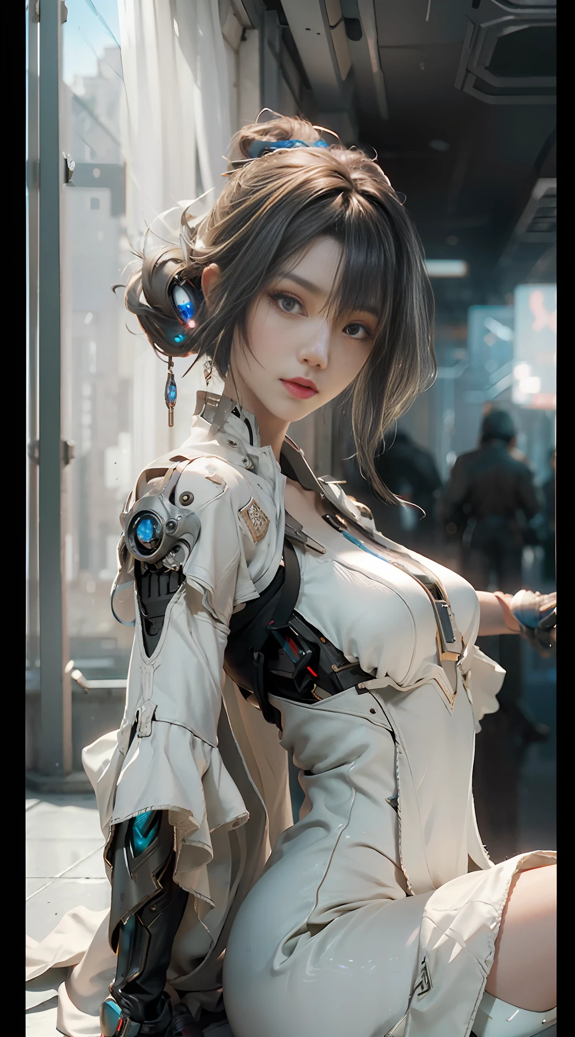 ((Best quality)), ((masterpiece)), (detailed:1.4), 3D, an image of a beautiful cyberpunk female,HDR (High Dynamic Range),Ray Tracing,NVIDIA RTX,Super-Resolution,Unreal 5,Subsurface scattering,PBR Texturing,Post-processing,Anisotropic Filtering,Depth-of-field,Maximum clarity and sharpness,Multi-layered textures,Albedo and Specular maps,Surface shading,Accurate simulation of light-material interaction,Perfect proportions,Octane Render,Two-tone lighting,Wide aperture,Low ISO,White balance,Rule of thirds,8K RAW,
