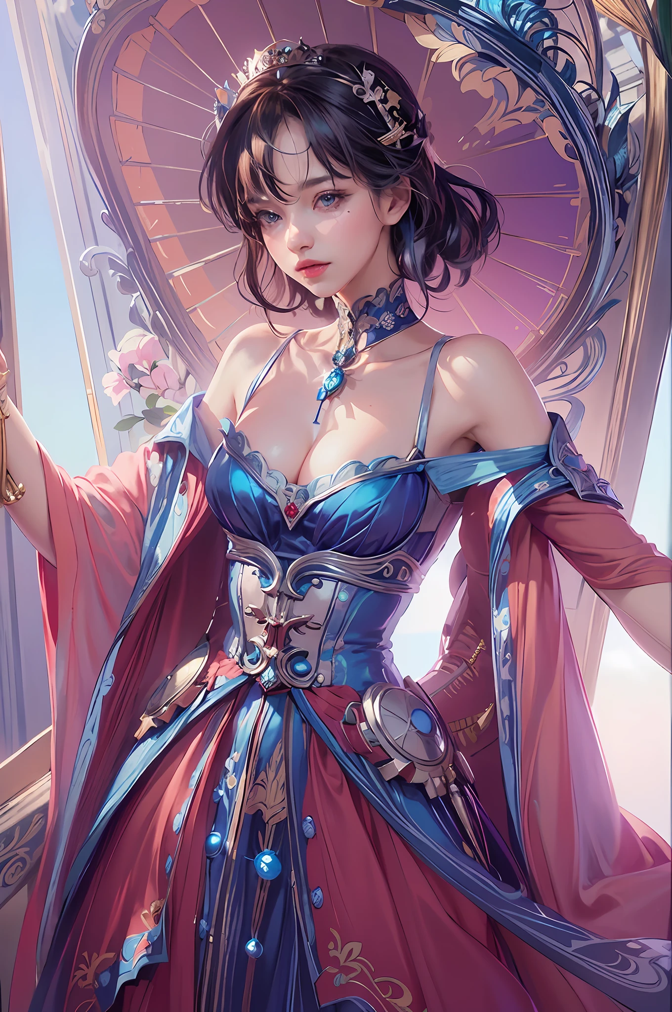 there is a woman in a dress and a blue umbrella, cushart krenz key art feminine, extremely detailed artgerm, ((a beautiful fantasy empress)), highly detailed exquisite fanart, artgerm on artstation pixiv, artgerm. high detail, ! dream artgerm, trending on artstation pixiv, a beautiful fantasy empress