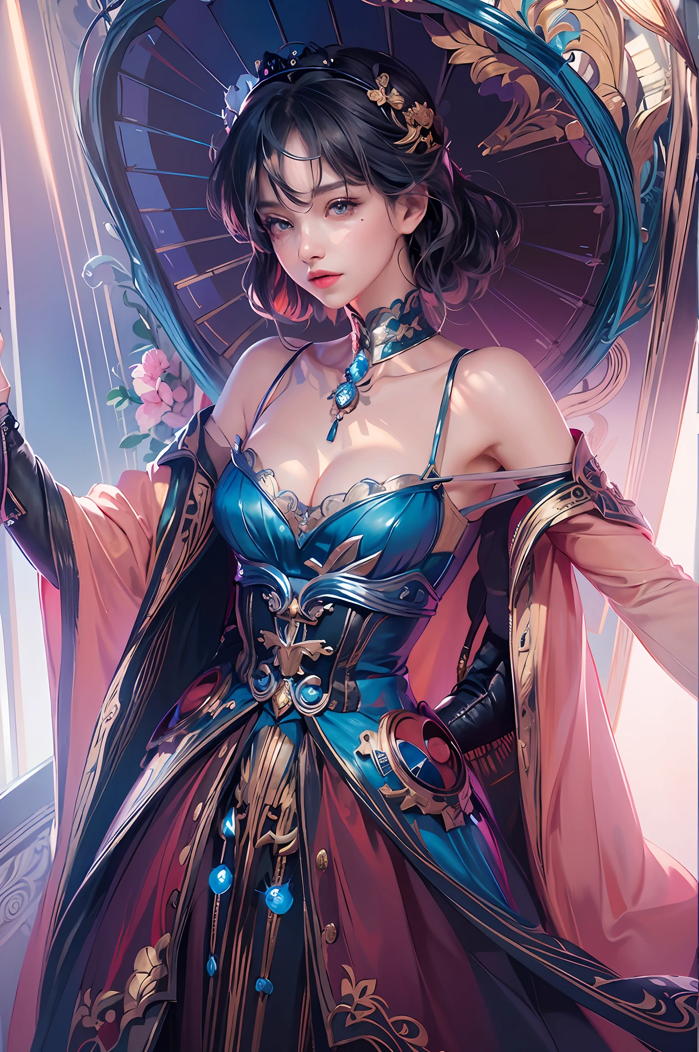 there is a woman in a dress and a blue umbrella, cushart krenz key art feminine, extremely detailed artgerm, ((a beautiful fantasy empress)), highly detailed exquisite fanart, artgerm on artstation pixiv, artgerm. high detail, ! dream artgerm, trending on artstation pixiv, a beautiful fantasy empress