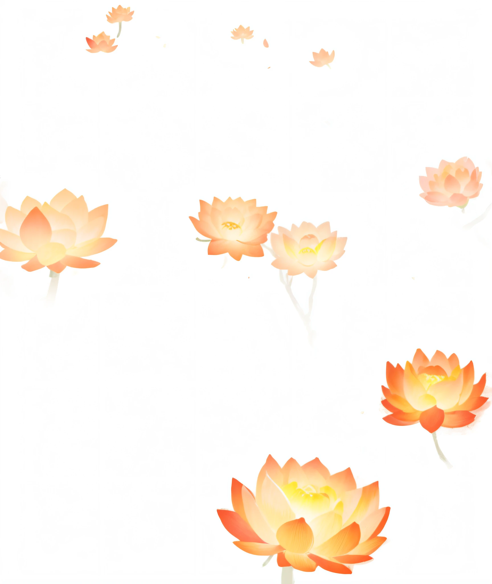 Lotus lamp, ancient style, large brushstroke,