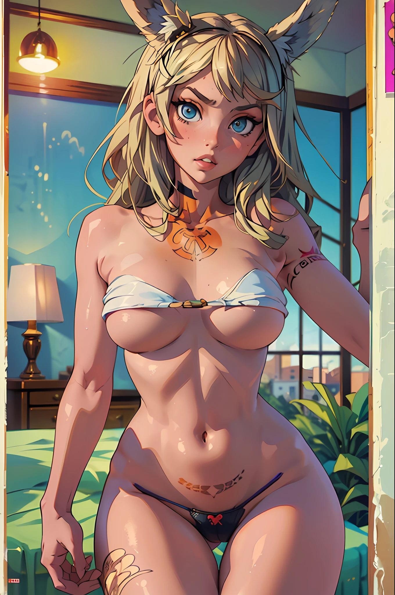 ((masterpiece)) white girl couple, with Piercing, tattoo by the body, smoking, best quality, body all, camel paw, legs open, wet, landscape motel room, playboy magazine cover photography - start with a sexy and charming pose.