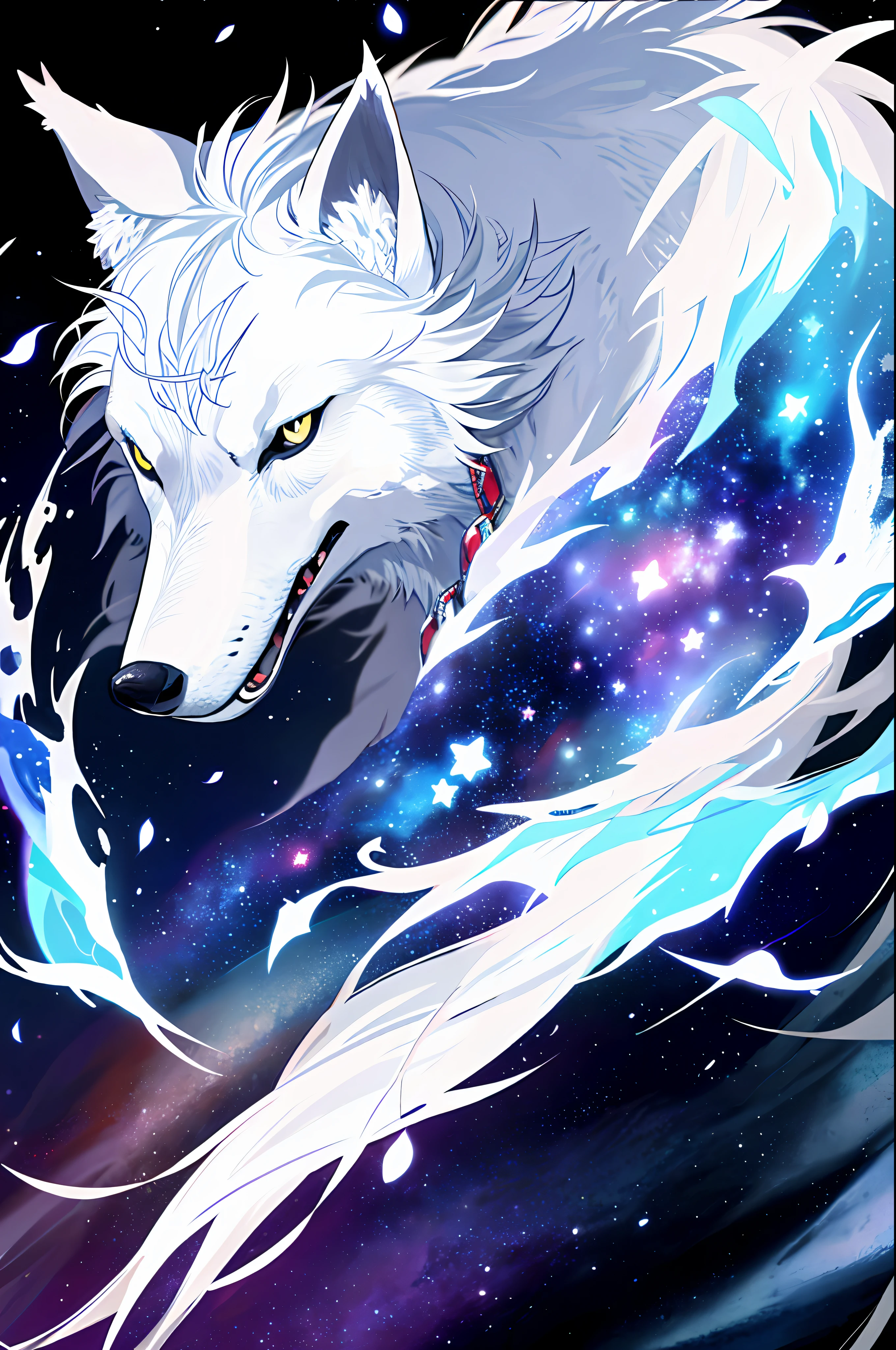 Mystical character, universe, face, mascot, animal, wolf