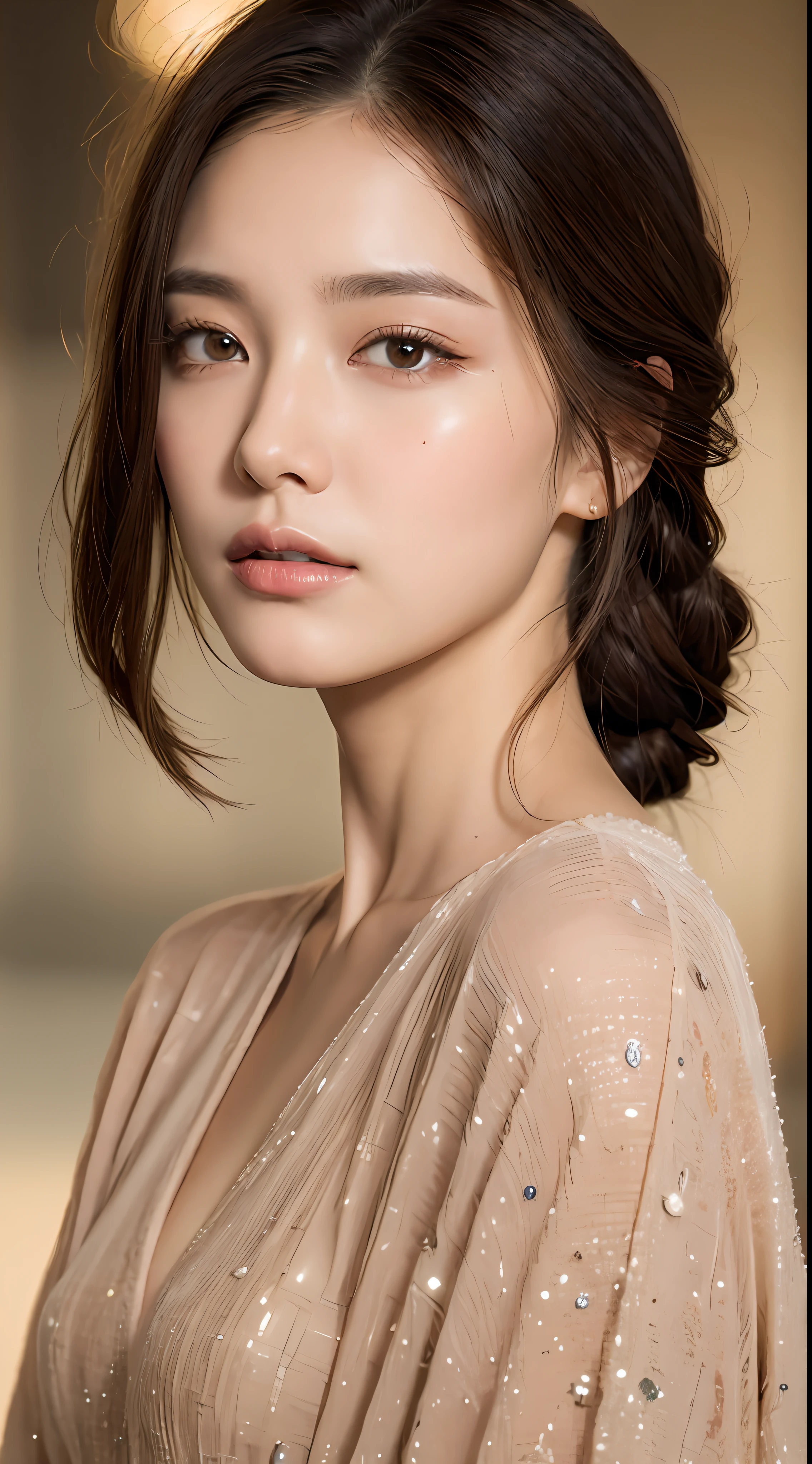 Best quality, realistic, realistic, extremely detailed, extremely delicate and beautiful, RAW photo, professional lighting, facial lighting, depth of field, single focus, full body, a 20 year old female, (night, beach, starry sky: 1.4), brown Hair, Brown Eyes, Smaller Head, Fashion Girl, Beautiful Eyes, Real Face, Real Skin, Realistic Face, Realistic Skin, Detailed Eyes, Detailed Facial Features, Detailed Clothes Features, (Fashion Clothes: 1.3 ), (Fashion hairstyle: 1.3) dynamic pose, looking at viewer, detailed face and chest, (pureerosface_v1:0.33), (ulzzang-6500:0.33),