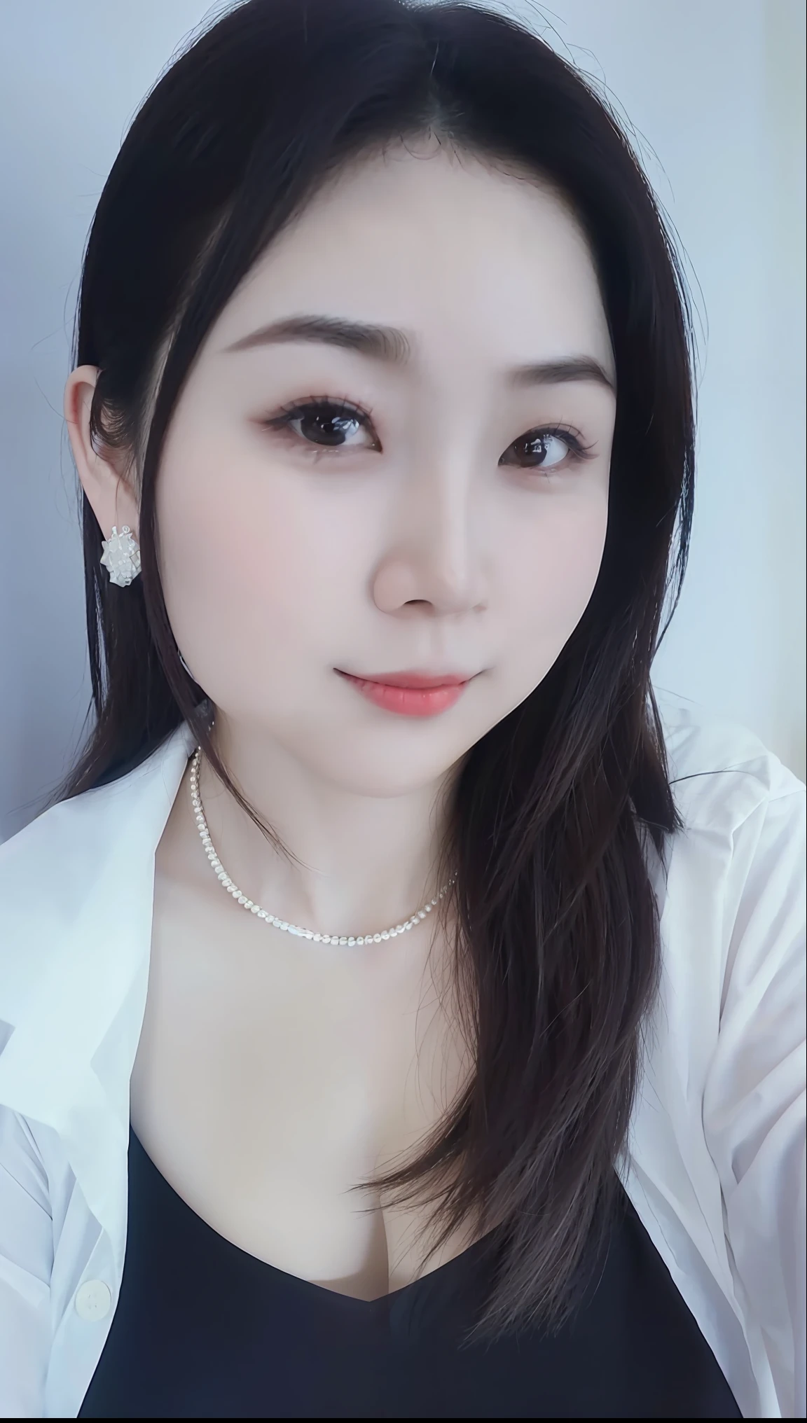 a close up of a woman with a white shirt and a necklace, korean girl, korean woman, xintong chen, beautiful south korean woman, beautiful young korean woman, heonhwa choe, gorgeous young korean woman, lovely woman, 30 years old woman, 3 0 years old woman, 2 , 奈良美智