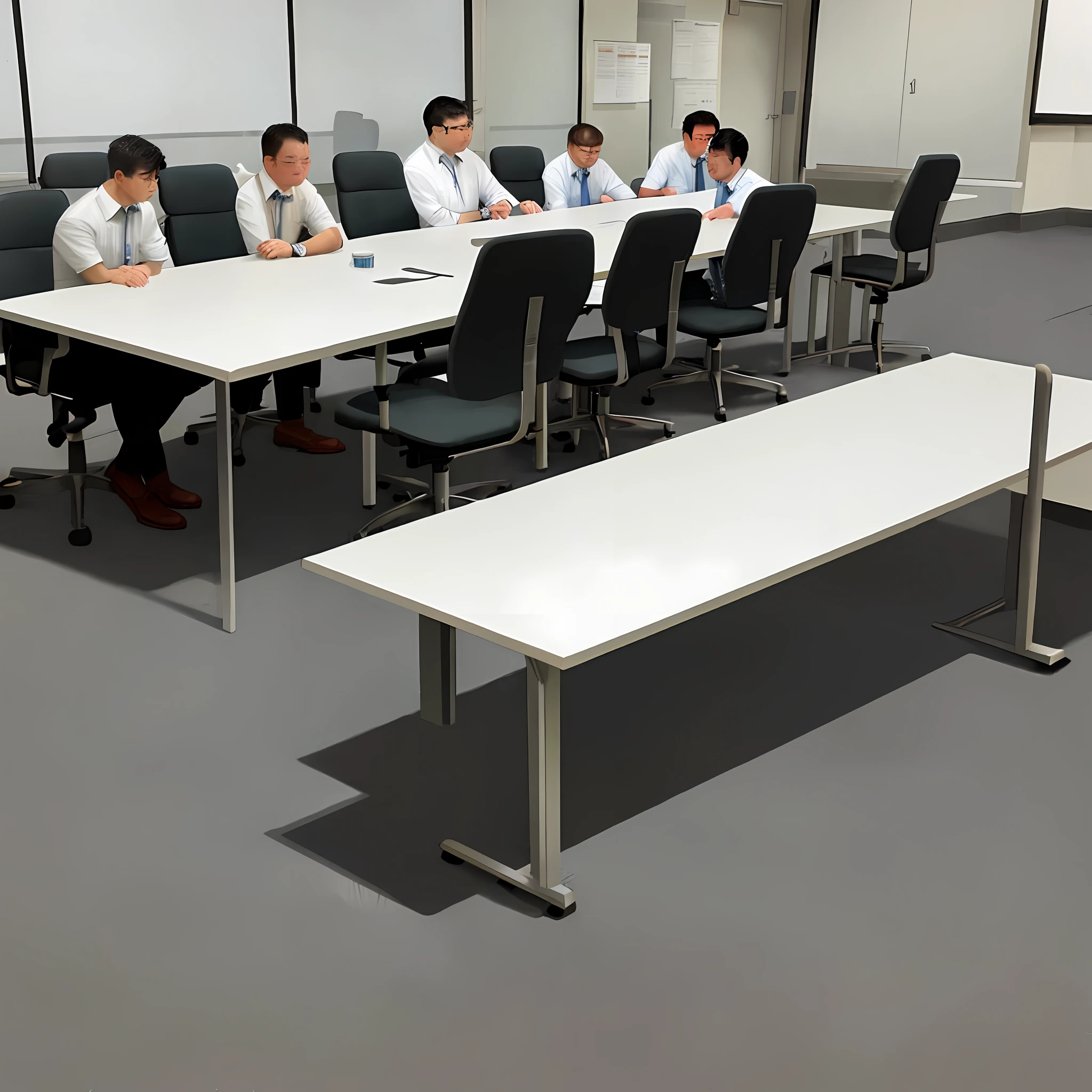 Nine men were sitting in a sealed conference room, talking something