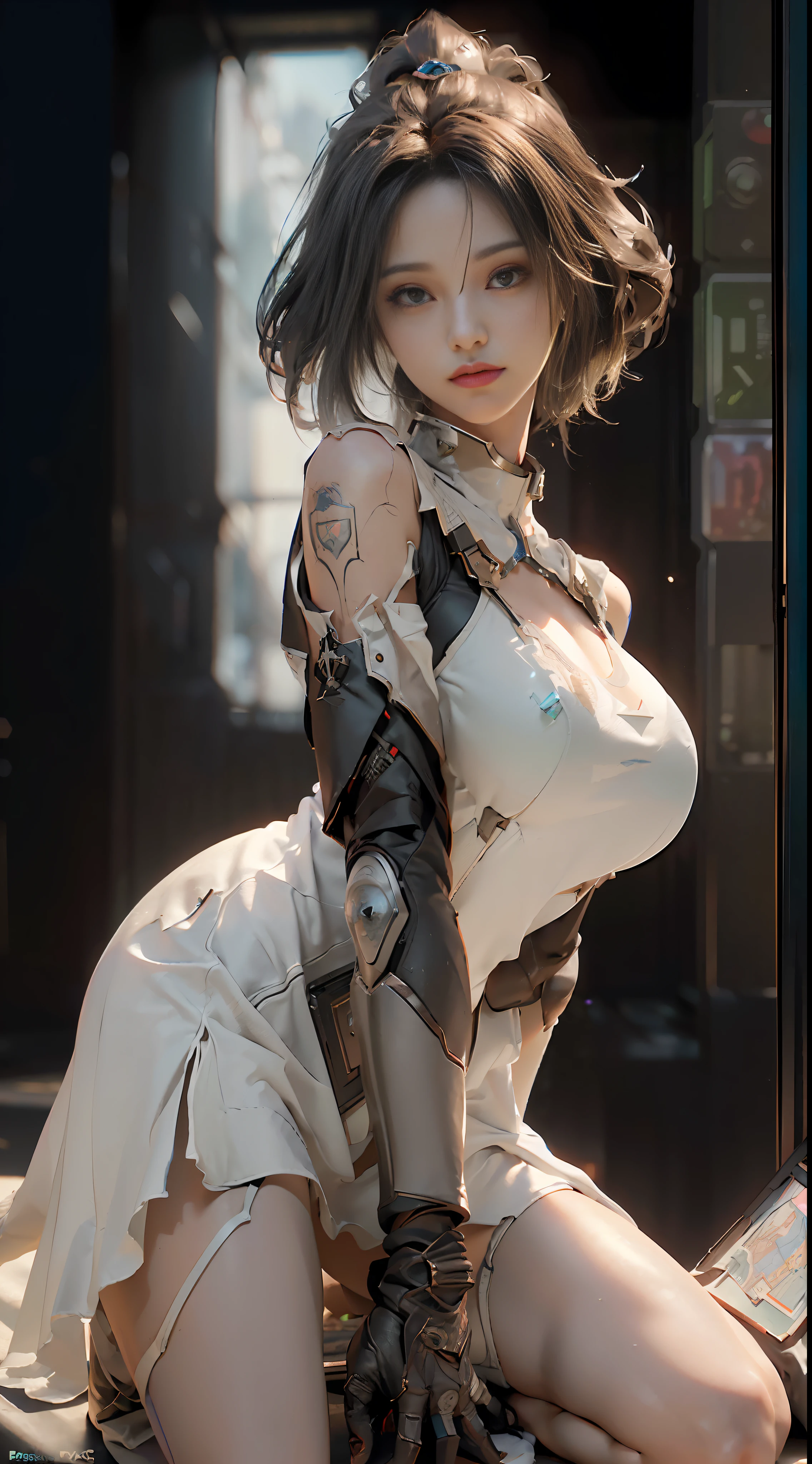 (Best Quality), ((Masterpiece), (Detail: 1.4), 3D, A Beautiful Cyberpunk Woman, HDR (High Dynamic Range), Ray Tracing, NVIDIA RTX, Super-Resolution, Unreal 5, Subsurface Scattering, PBR Textures, Post-Processing, Anisotropic Filtering, Depth of Field, Maximum Sharpness and Clarity, Multi-layer Textures, Albedo and Highlight Maps, Surface Shading, Accurate simulation of light-material interactions, perfect proportions, Octane Render, two-color light, large aperture, low ISO, white balance, rule of thirds, 8K RAW, combat stance