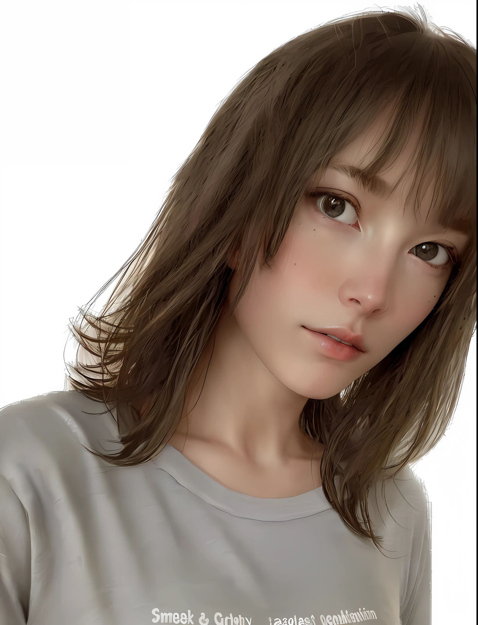photorealistic, high resolution, one girl, gray hair, Caucasian person, Green eyes, Little moles under eyes, ?????, Undergarment, Big breasts, Swimsuit, Standing