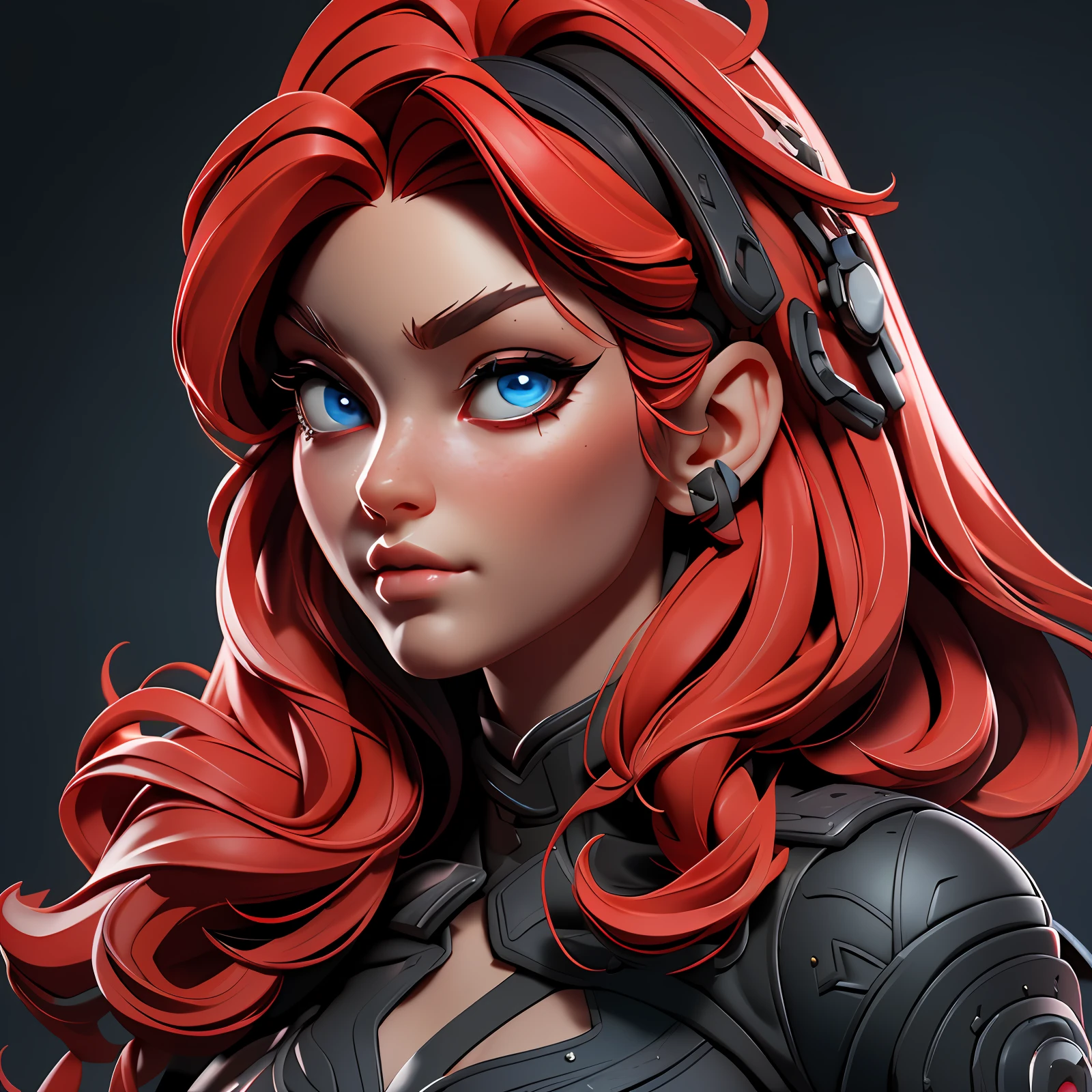 (Masterpiece), (Best Quality), (Realistic: 1.3), 8K, Detailed Skin Texture, Detailed Fabric Texture, Beautiful Detail Face, Gorgeous Eyes and Very Intricate Details, Ultra Detail, Black Widow, Pure Red Hair, Face Close-up,