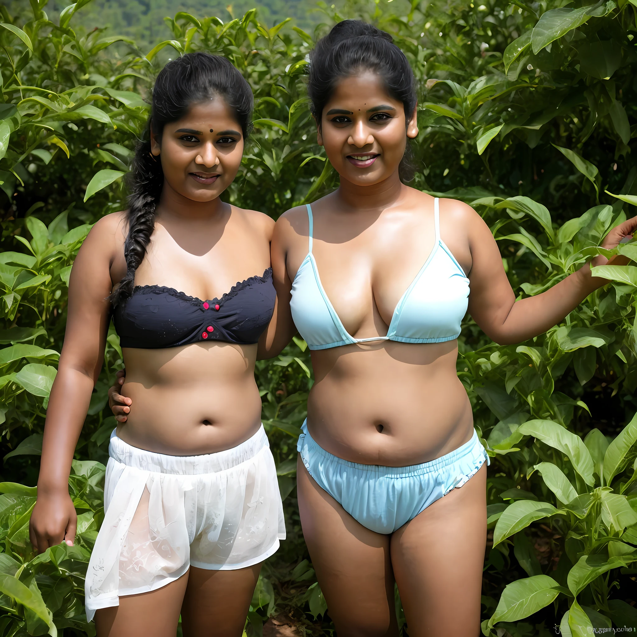 indian Kerala woman traveller,in a tea plantations , updo, tube top and shorts, 8k uhd, digital SLR camera, soft light, high quality, film grain,high detail,UHD, masterpiece, accurate, anatomically correct, super detail, high quality, 16k, highres, award winning, ((full body shot)),soft light rays, realistic skin texture, extreme skin details, insane details, intricate details, amazing fine detail, photorealistic, photograph, realistic, realism, photorealism, film grains, lifelike texture, dynamic composition, contrast lighting, sharp focus, raw photo, photon metering, analog photo style, photography with Hasselblad camera, f5.6 lens 500mm, Kodak Portra 400 4x 5, anatomically correct, visible navel