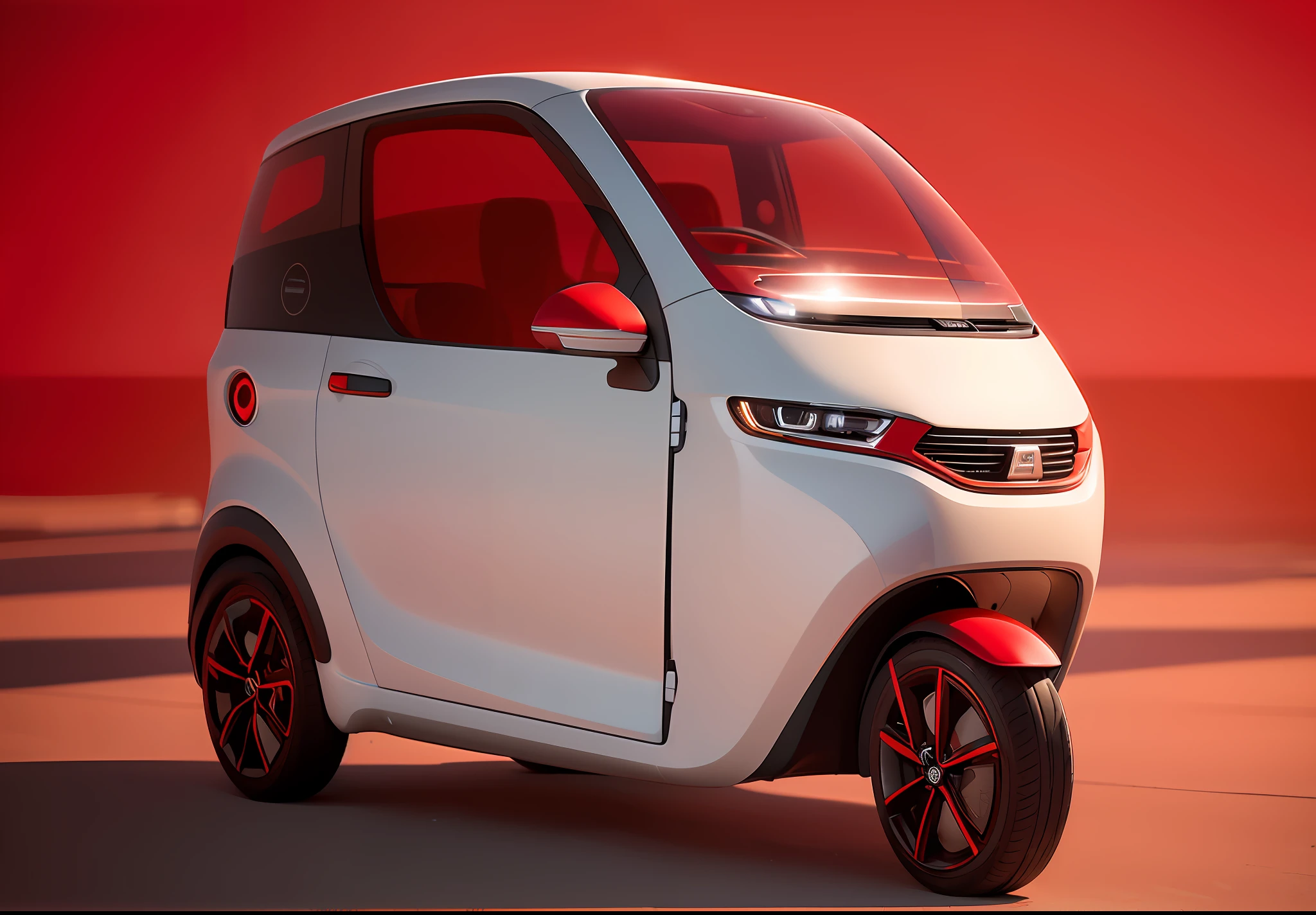 a close up of a small white and red car on a red background, kama russian electrocar, futuristic product car shot, cute future vehicles, white and red color scheme, trending on vehicle design, zen concept, new vehicle, smart, jia, concept car, it has a red and black paint, concept, car concept, sha xi, front perspective