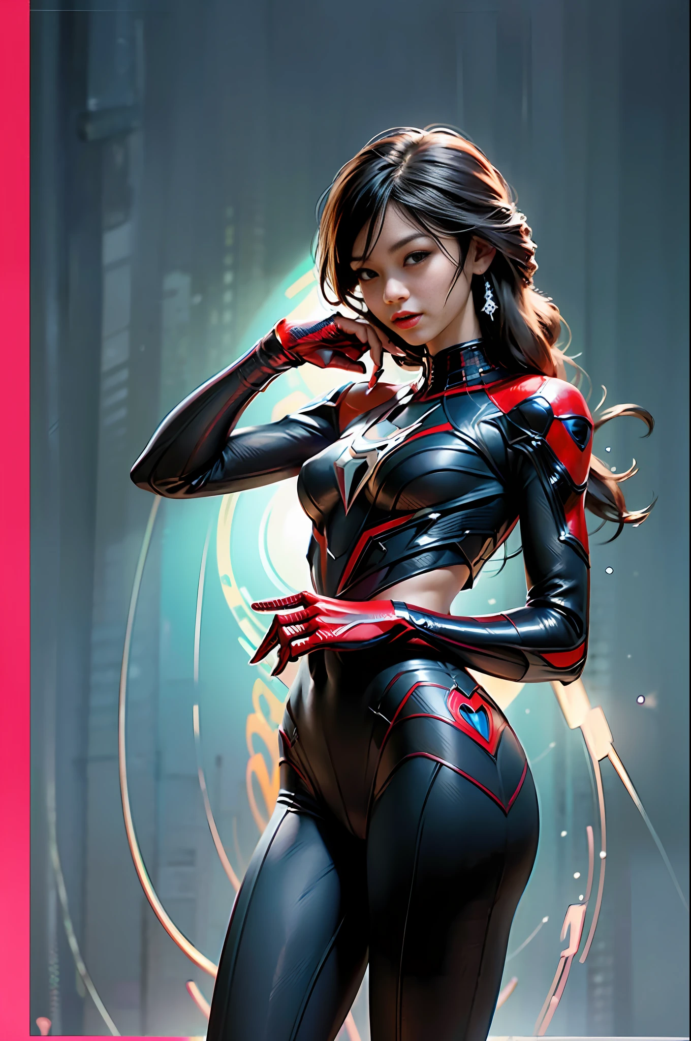 RAW,1girl, (A charming 18 year old Chinese girl: 1.5), (no mask, face: 2), handsome, Spider-Man classic pose, shooting spider silk, masterpiece, super fine photo, best quality, super high resolution, photorealistic photorealism, sunny handsome, full body portrait, delicate face, vibrant eyes, (viewed from the side), she is wearing a futuristic steel woman Spider-Man costume, very detailed background, detailed face, detailed complex busy background, highly detailed skin, realistic skin details, visible pores, sharp focus, volumetric fog, 8k UHD, DSLR, high quality, film grain, photo realism, wheat skin