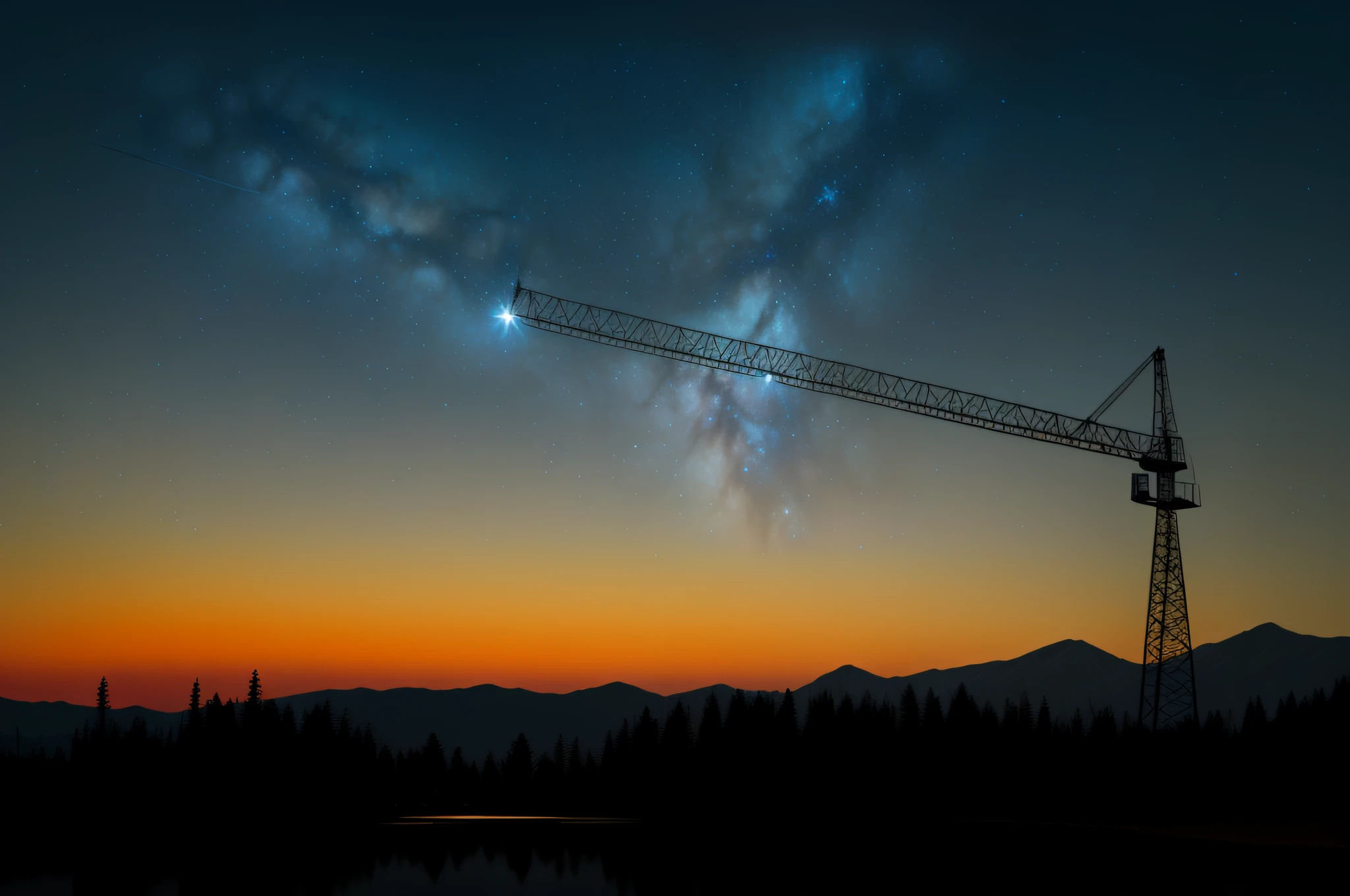 There is a crane standing in the dark, shooting crane, construction, crane, photo taken in 2018, shot at Blue Hour, picture taken with 2 0 2 0, taken with Canon DSLR camera, end of day, industrial photography, at dusk!, shot with Sony A7R camera, Twilight ; digital illustration, Stars (sky) starry_sky, stars, angle, text png | starry sky background, night sky background, starry sky environment, starry night sky, starry sky, night landscape background, night sky background, starry night sky background, starry night sky, night view
