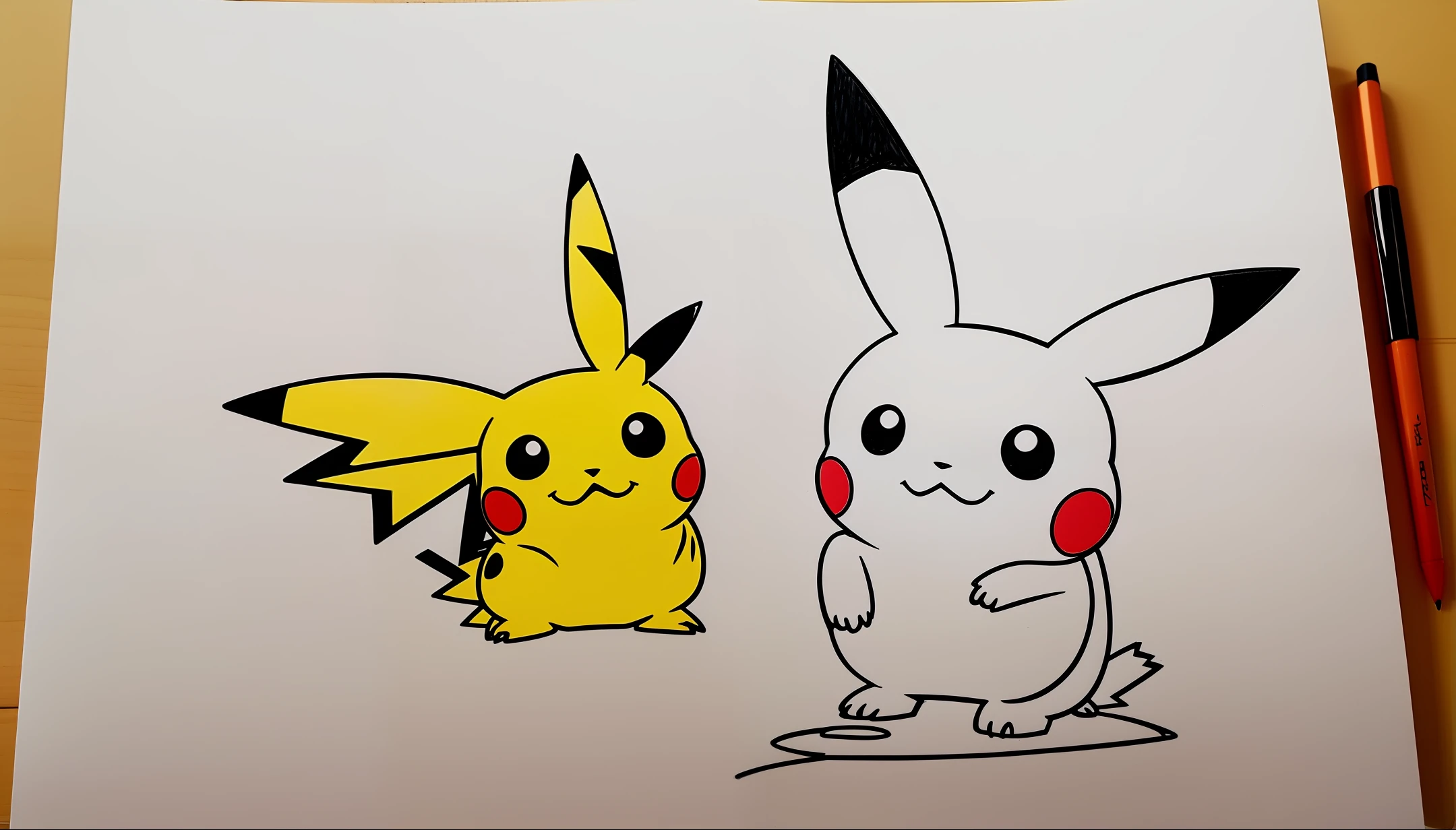 Pikachu, handwriting, pencil