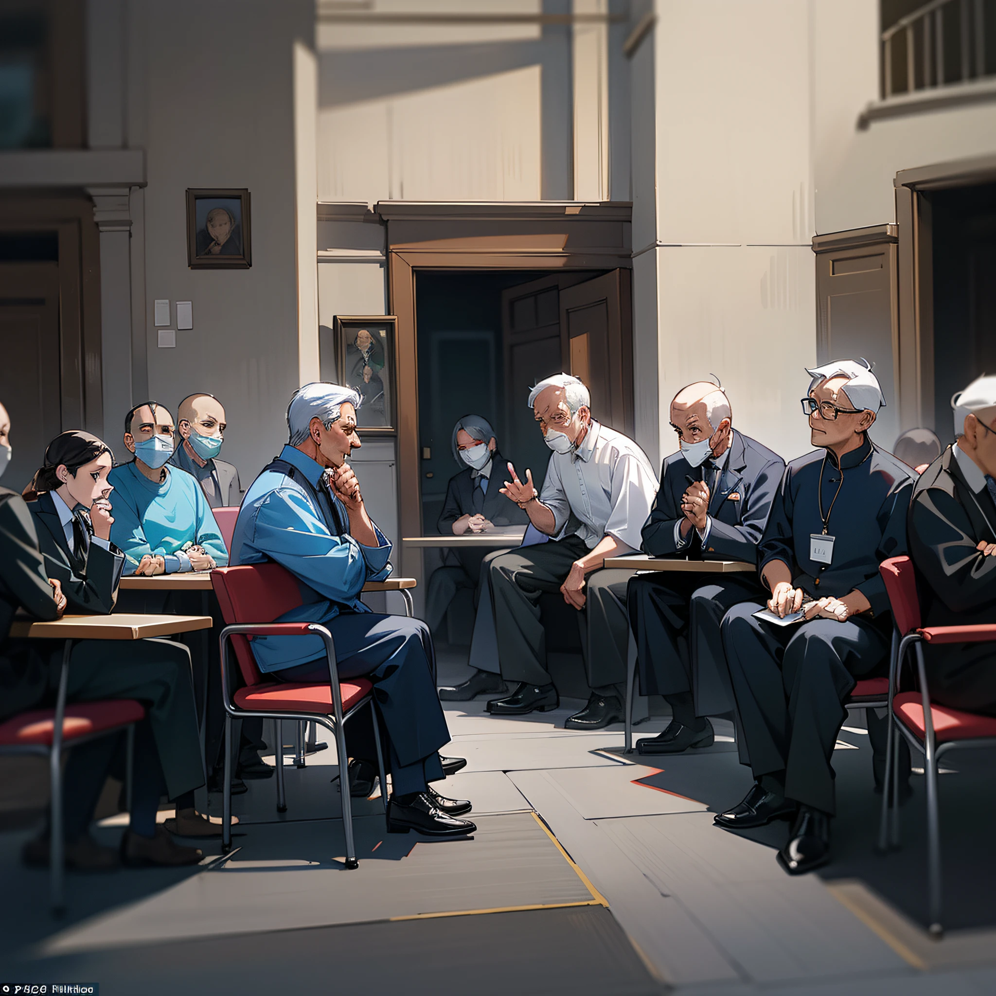 In a closely guarded building in the capital, many elderly people are holding meetings, offices