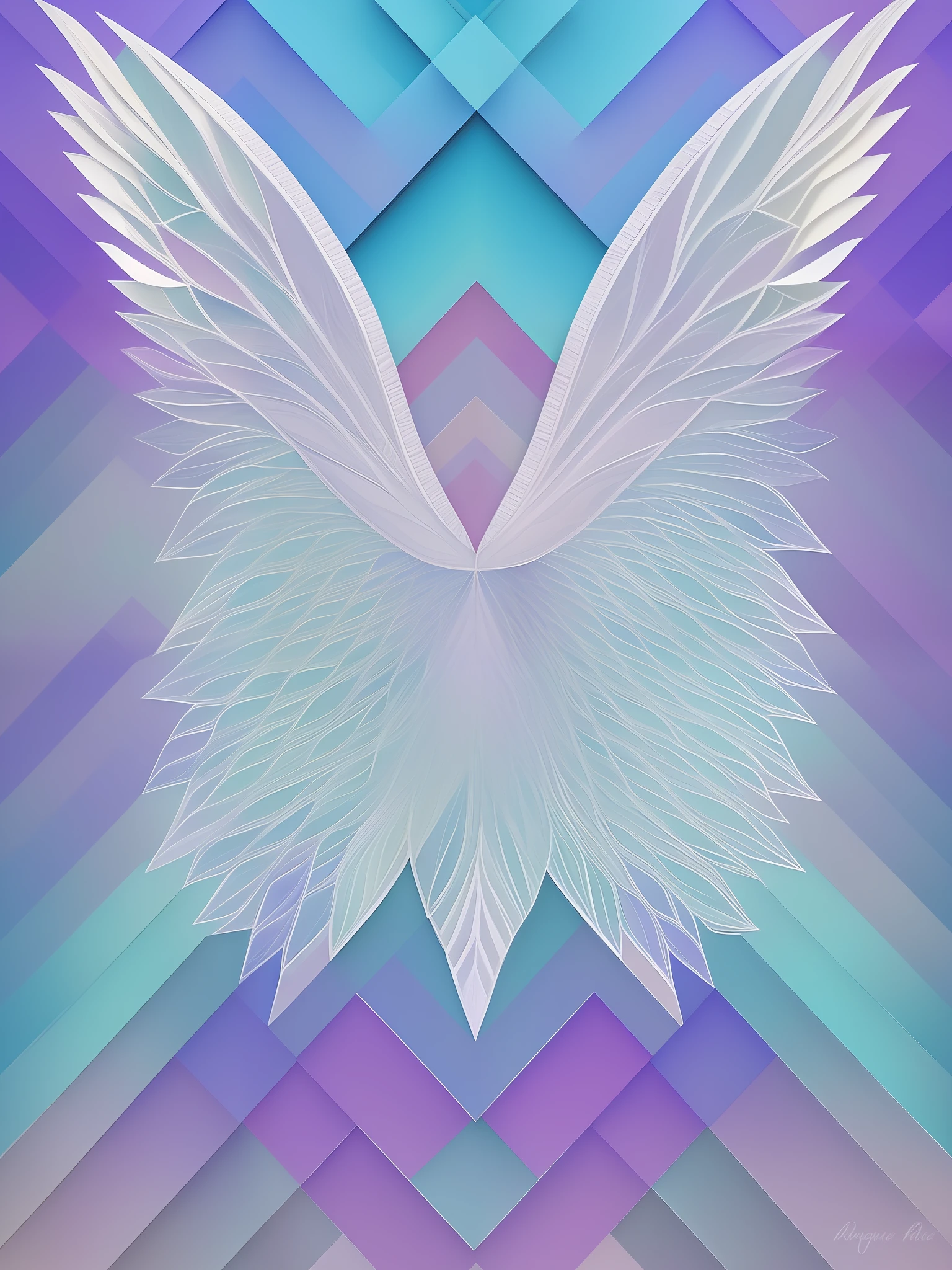 Geometric, mandala, pastel colors, angel wings