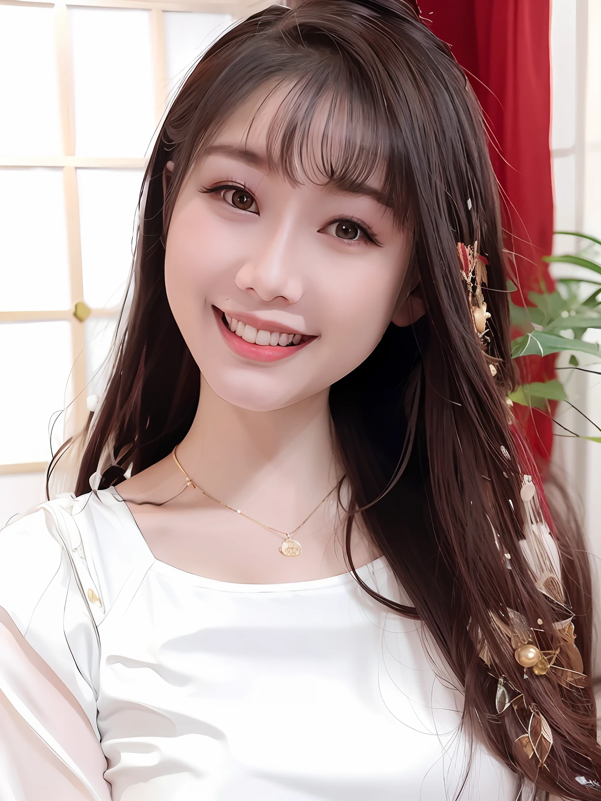 a close up of a woman with long hair wearing a white top, a young asian woman, an asian woman, beautiful south korean woman, beautiful young korean woman, chinese girl, gorgeous young korean woman, young asian woman, chinese woman, beautiful asian girl, beautiful young asian woman, asian girl with long hair, beautiful asian woman, korean woman, young asian girl