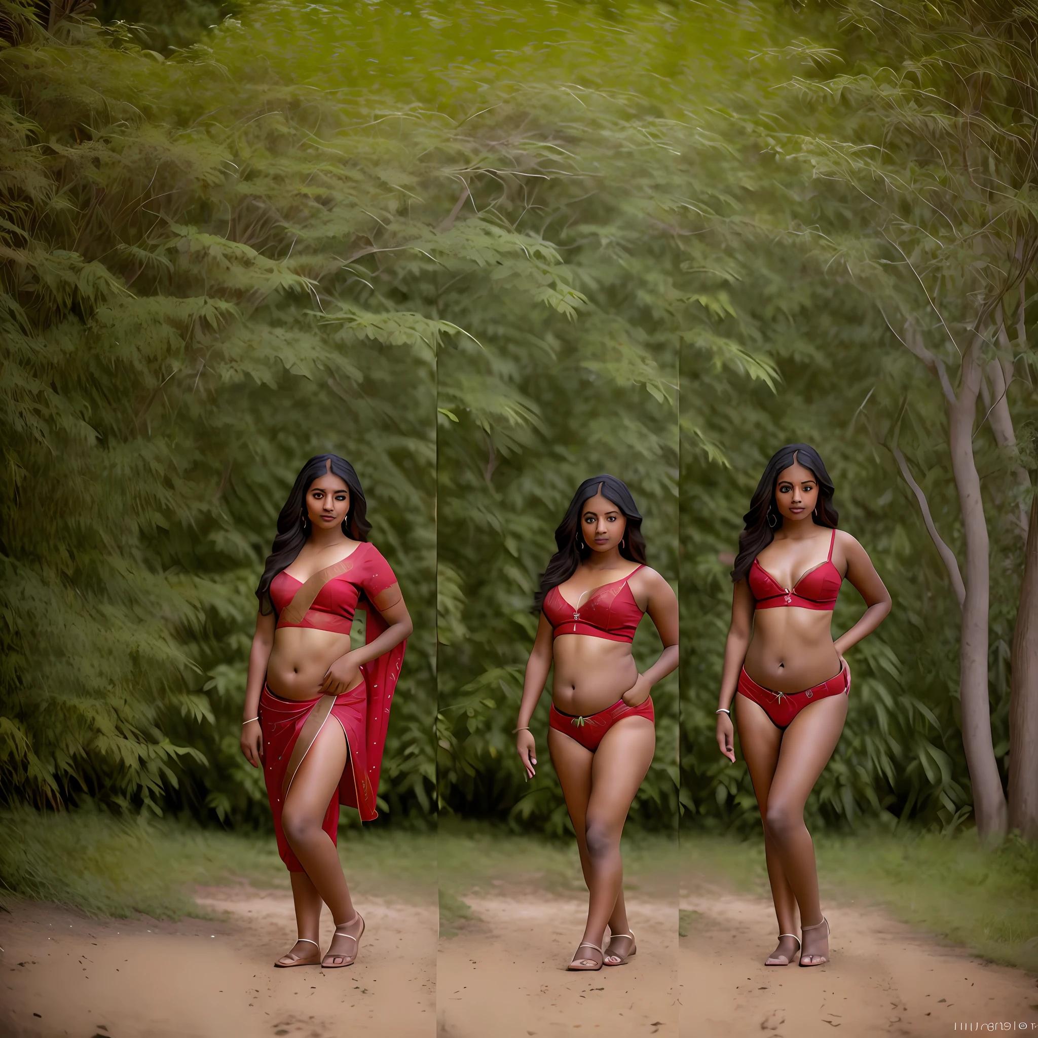 indian Tamil woman, red saree, ((no nudity)),outdoor vacation , 8k uhd, digital SLR camera, soft light, high quality, film grain,high detail,UHD, masterpiece, accurate, anatomically correct, super detail, high quality, 16k, highres, award winning, ((full body shot)),soft light rays, realistic skin texture, extreme skin details, insane details, intricate details, amazing fine detail, photorealistic, photograph, realistic, realism, photorealism, film grains, lifelike texture, dynamic composition, contrast lighting, sharp focus, raw photo, photon metering, analog photo style, photography with Hasselblad camera, f5.6 lens 500mm, Kodak Portra 400 4x 5, anatomically correct, visible navel, tight abs