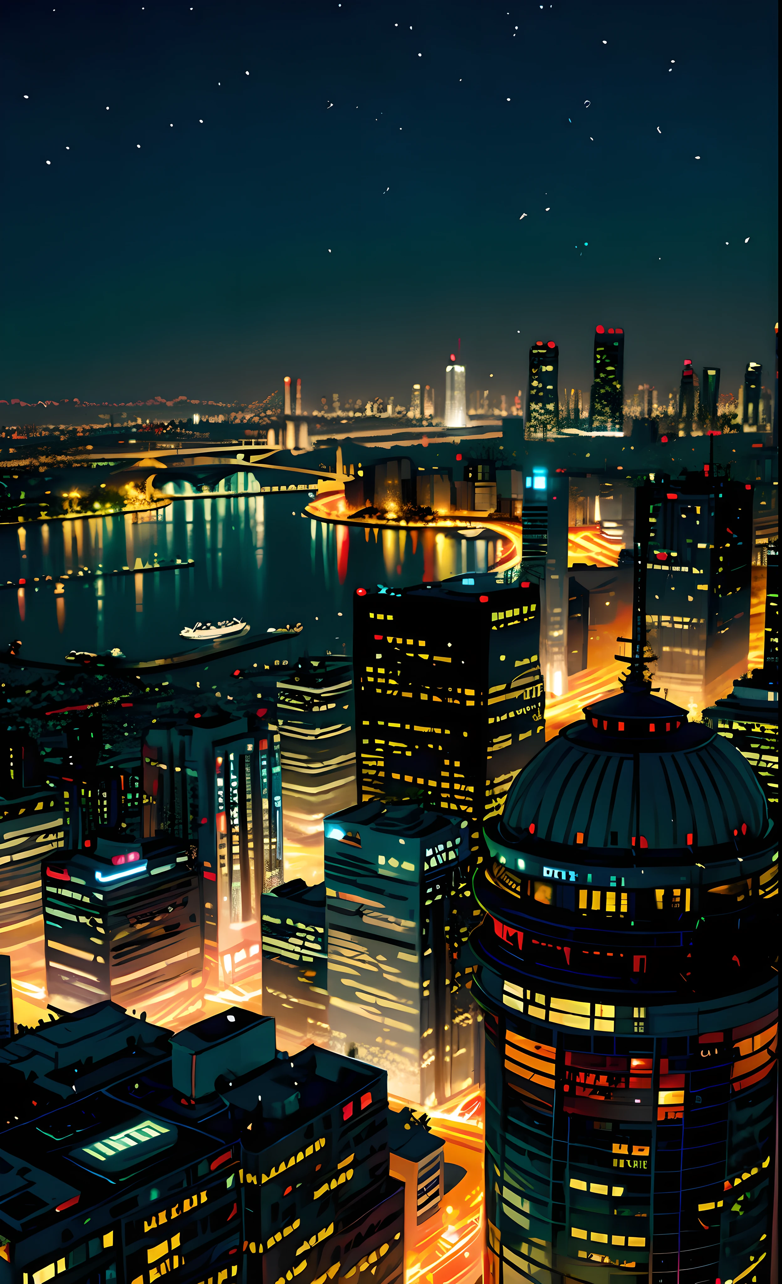 city skyline at night