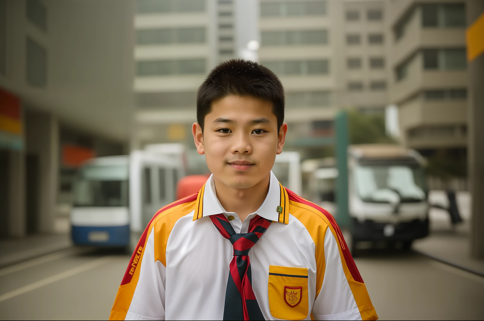 there is a young boy wearing a tie and a shirt, thawan duchanee, nivanh chanthara, yanjun chengt, portrait a 1 5 - year - old boy, xintong chen, yihao ren, damien tran, emmanuel shiu, ???, student, ren heng, full protrait, wenjun lin, pan ren wei