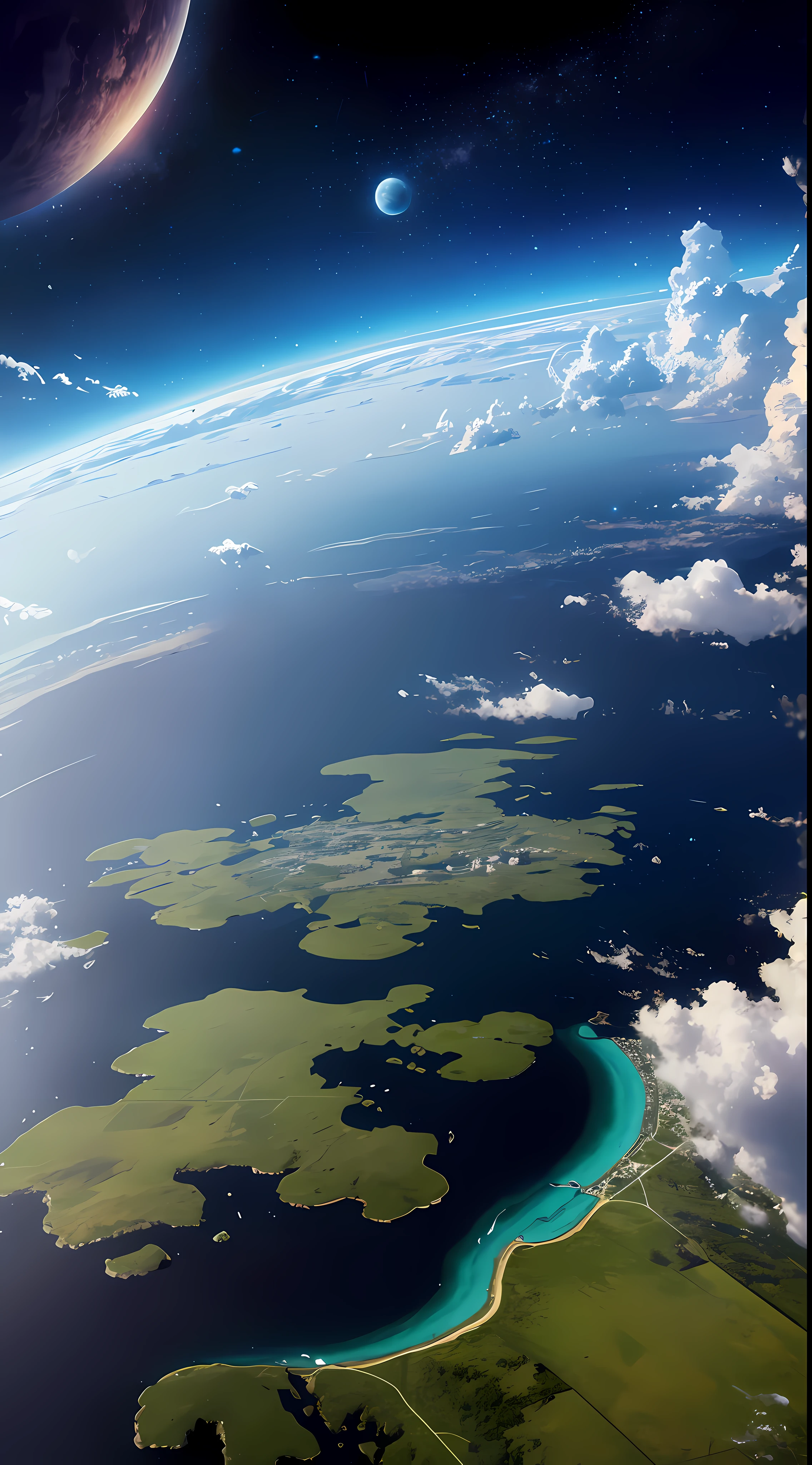 Breathtaking scenery Ultra high resolution, 8K, best quality, a huge planet floating above the sky farthest away, more details, --auto --s2